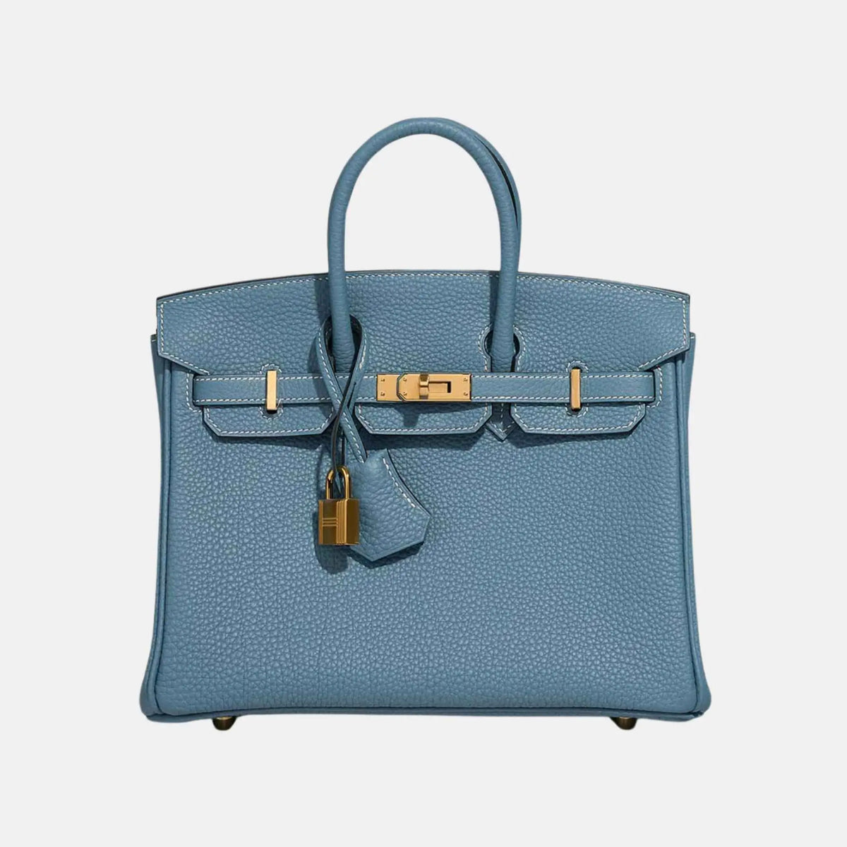 حقيبة Birkin 25 من جلد Togo باللون Bleu Jean مع إكسسوارات ذهبية