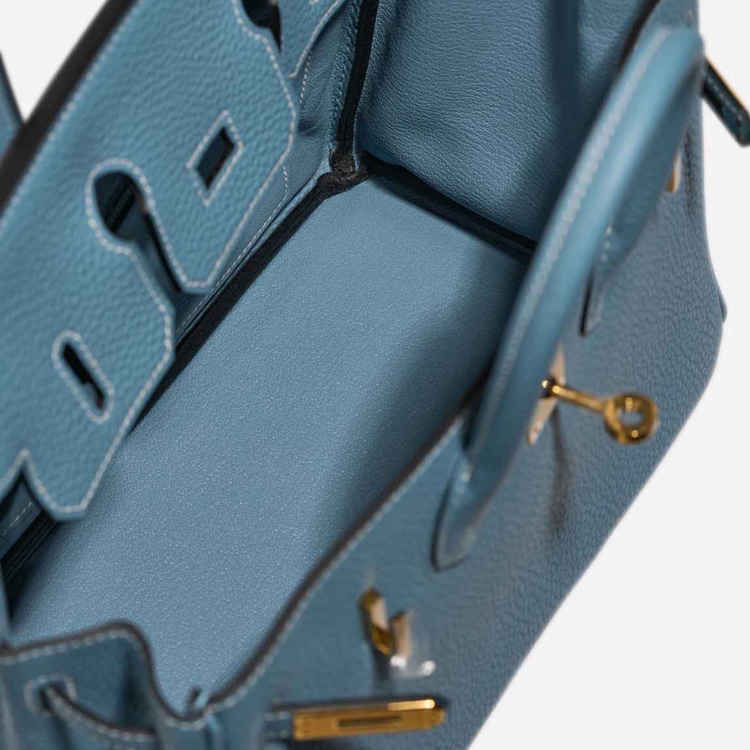 Hermes Birkin 25 Togo Bleu Jean GHW, Closeup, Top