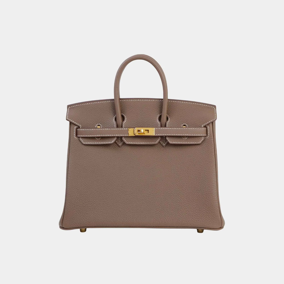 حقيبة Birkin 25 من جلد Togo باللون Etoupe مع إكسسوارات ذهبية