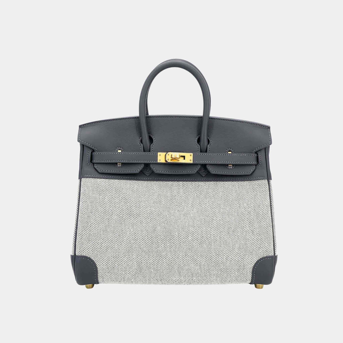 Birkin 25 Toile H Canvas-Swift Ardoise GHW, Front