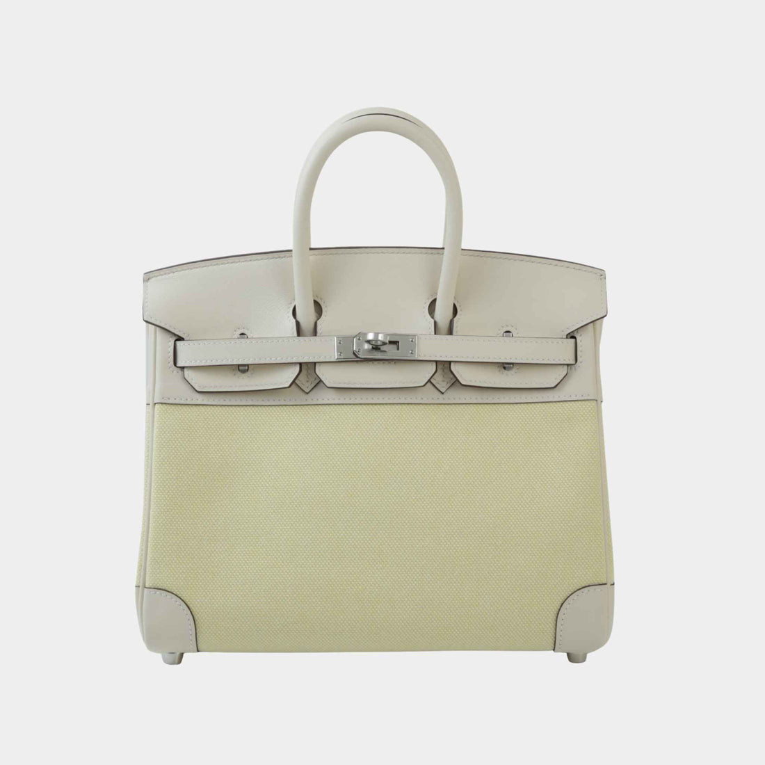 Birkin 25 Toile H Canvas-Swift Nata/Jaune Poussin PHW, Front
