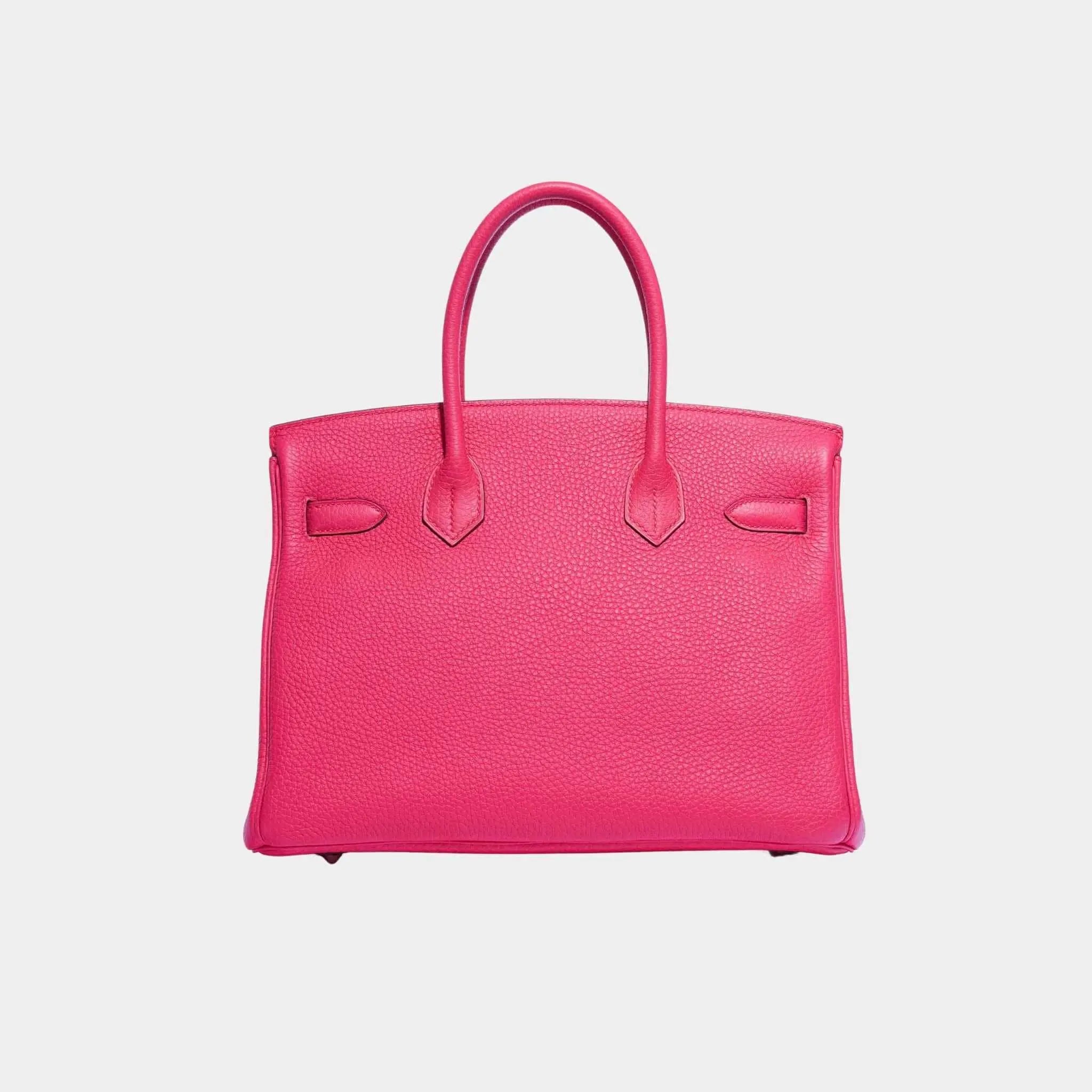 Hermes Birkin 30 Clemence Taurillon Rose Extreme PHW, Back