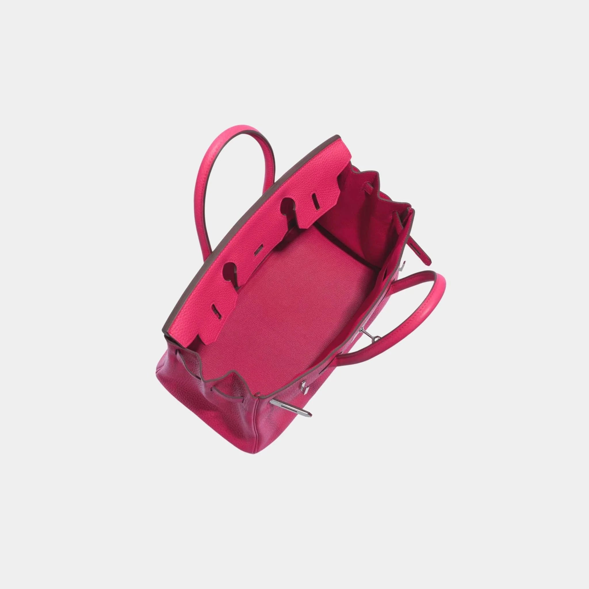 Hermes Birkin 30 Clemence Taurillon Rose Extreme PHW, Top