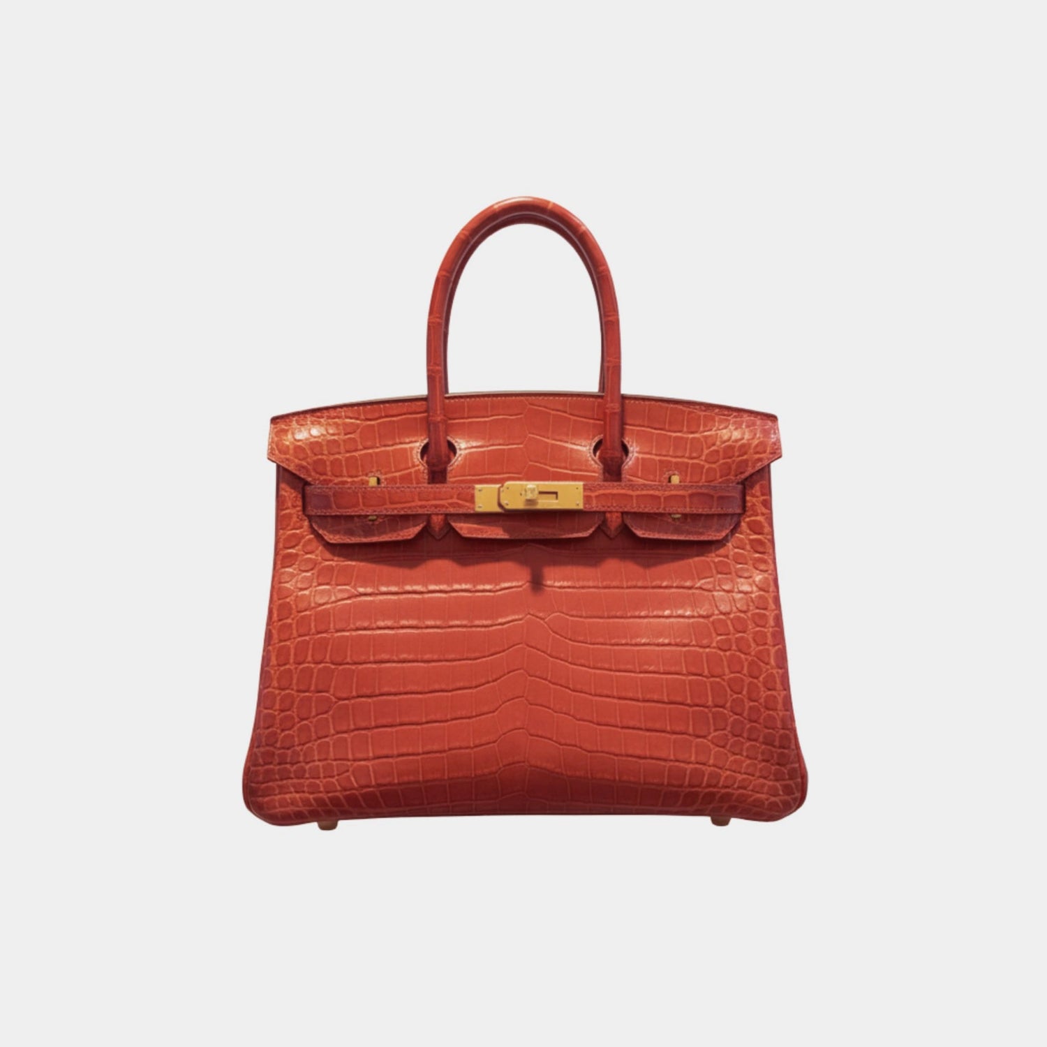 Hermes Birkin 30 Matte Niloticus Crocodile Red GHW, Front