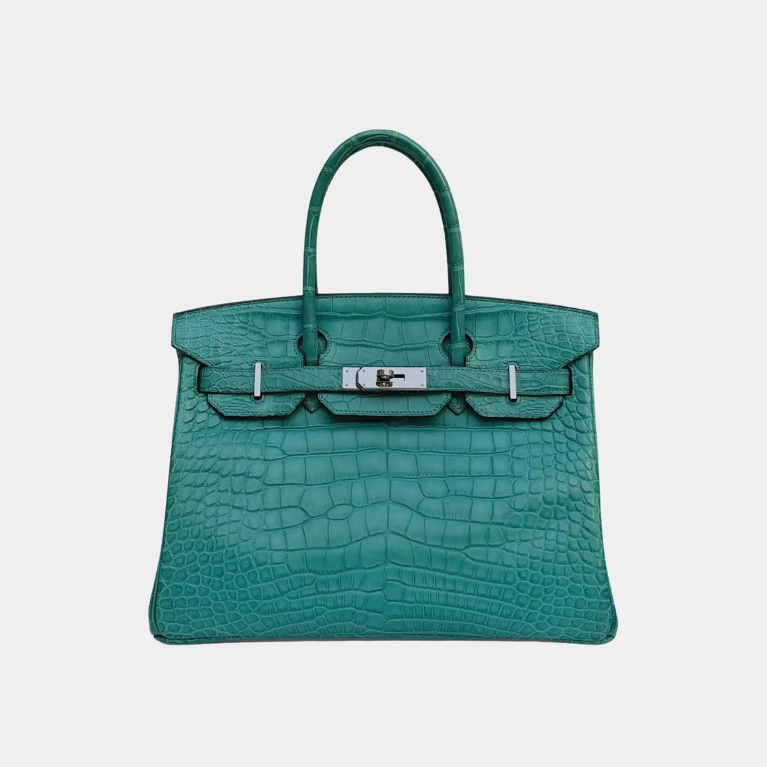 Hermes Birkin 30 Niloticus Crocodile Bleu Paon PHW, Front