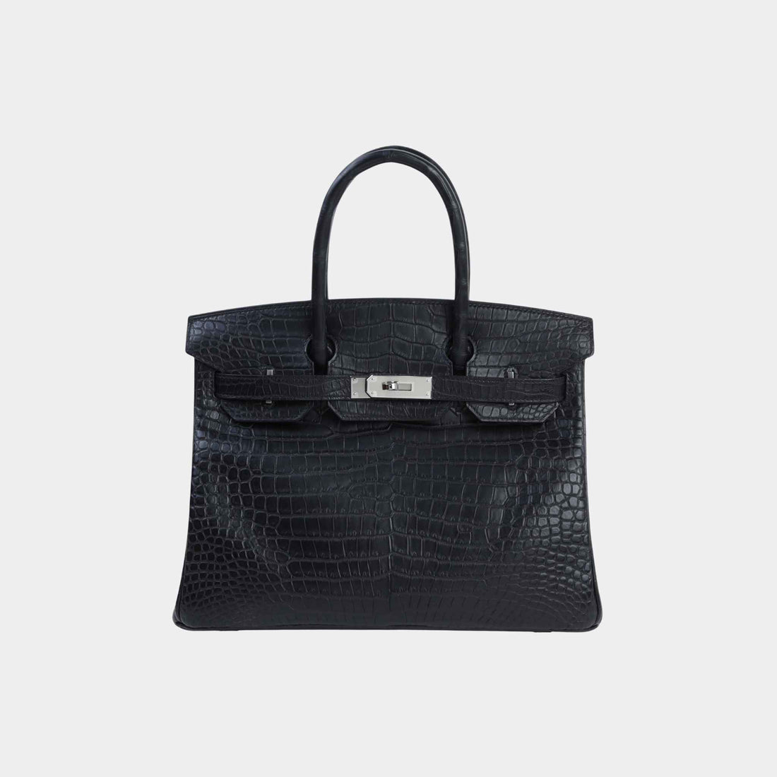 Hermes Birkin 30 Porosus Crocodile Black PHW, Front