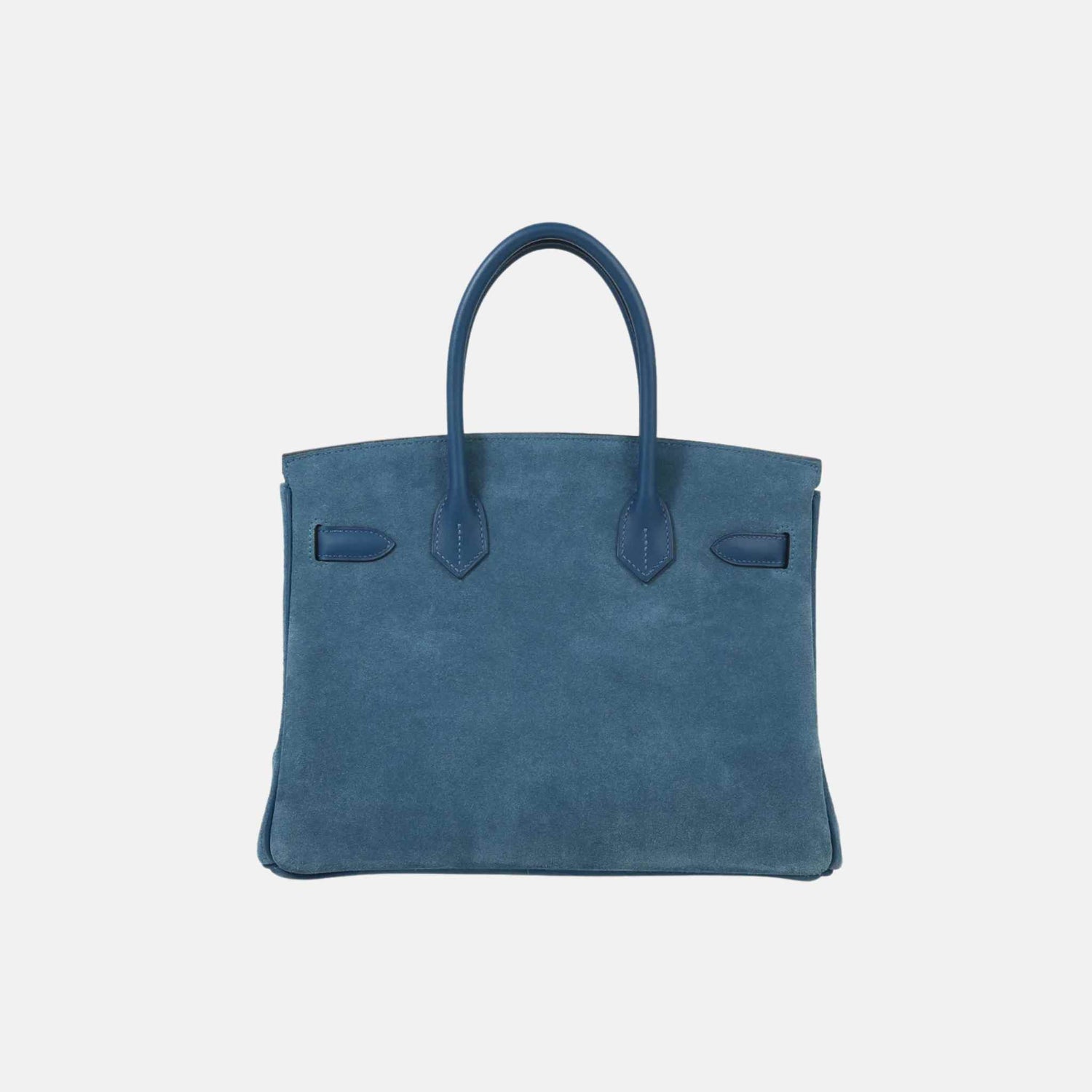 Hermes Birkin 30 Swift-Doblis Suede Blue Thalassa PHW, Back 