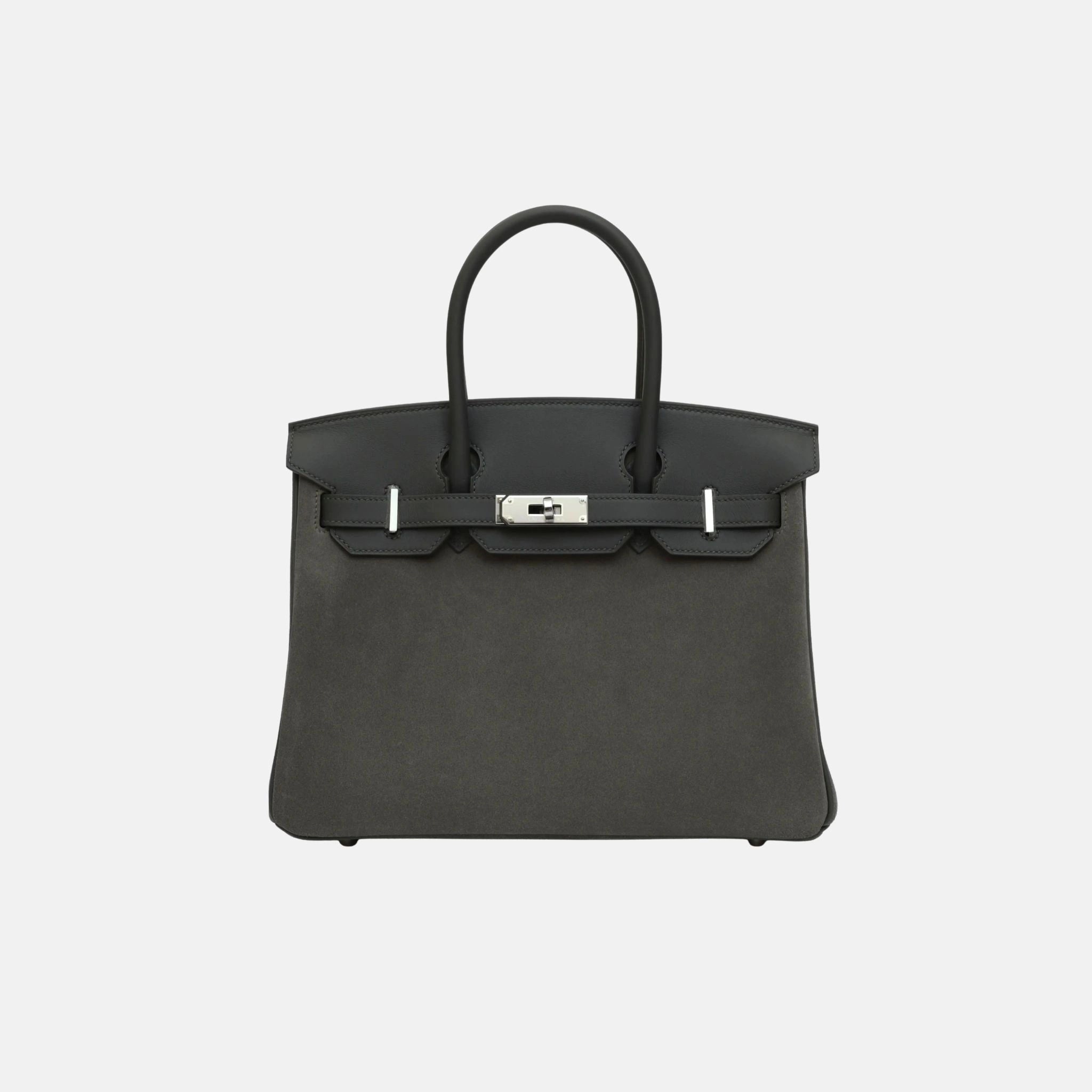 Hermes Birkin 30 Vert Mangrove Swift  Doblis Suede PHW, Front