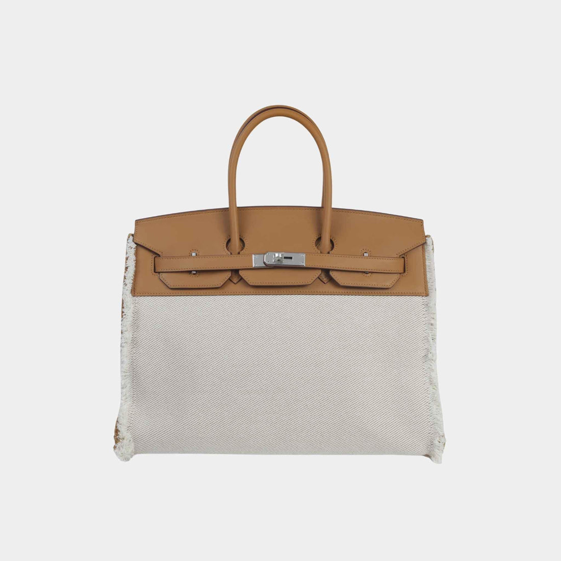 Hermes Birkin 35 Fray Fray Toile H Canvas-Swift Sesame PHW, Front