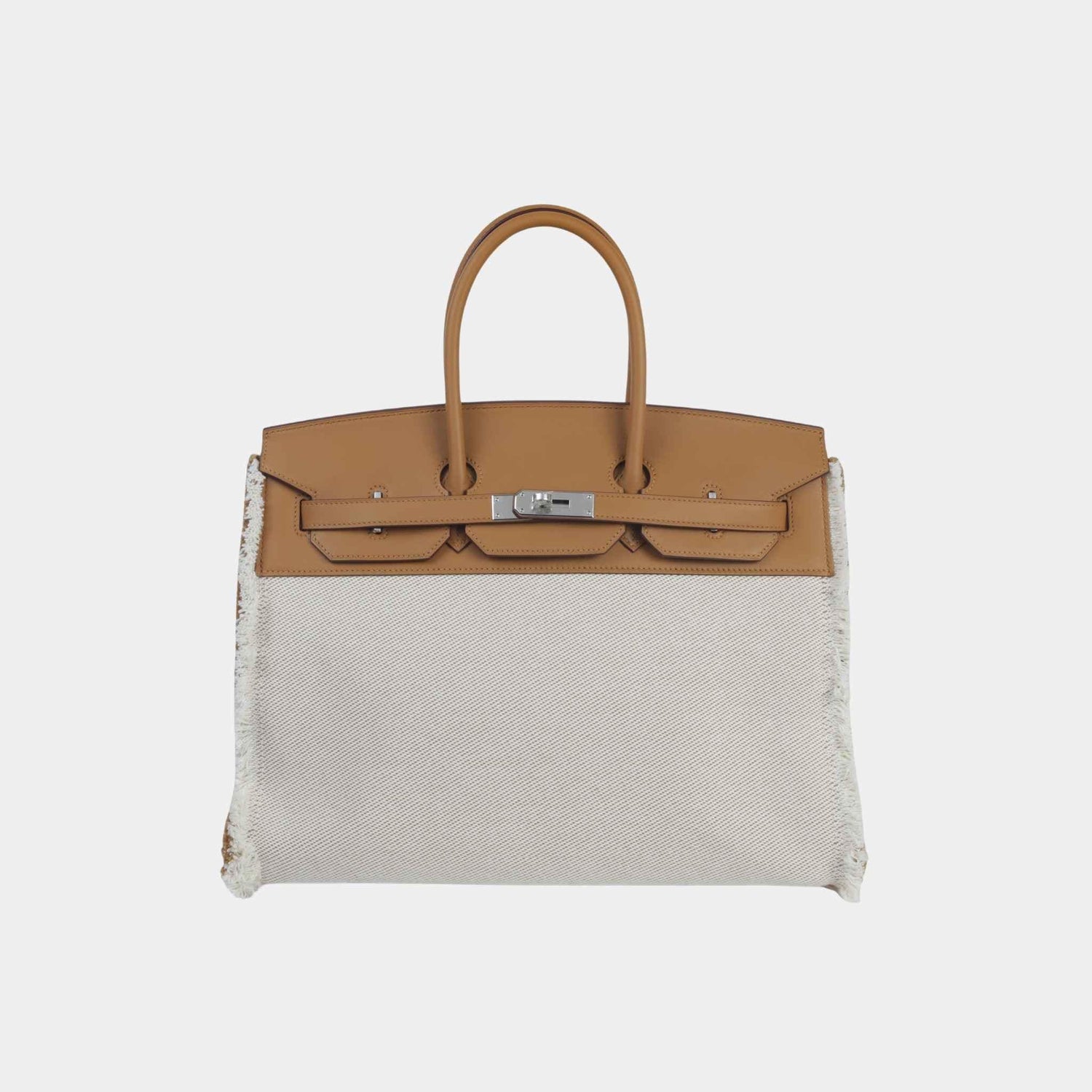 Hermes Birkin 35 Fray Fray Toile H Canvas-Swift Sesame PHW, Front