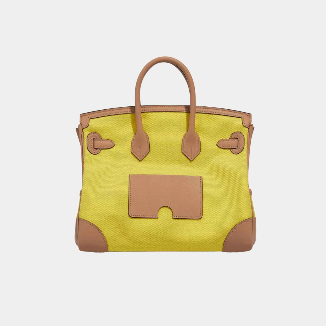 Hermes Birkin Cargo 25 Toile Swift باللون الأصفر الليموني Chai، من الخلف