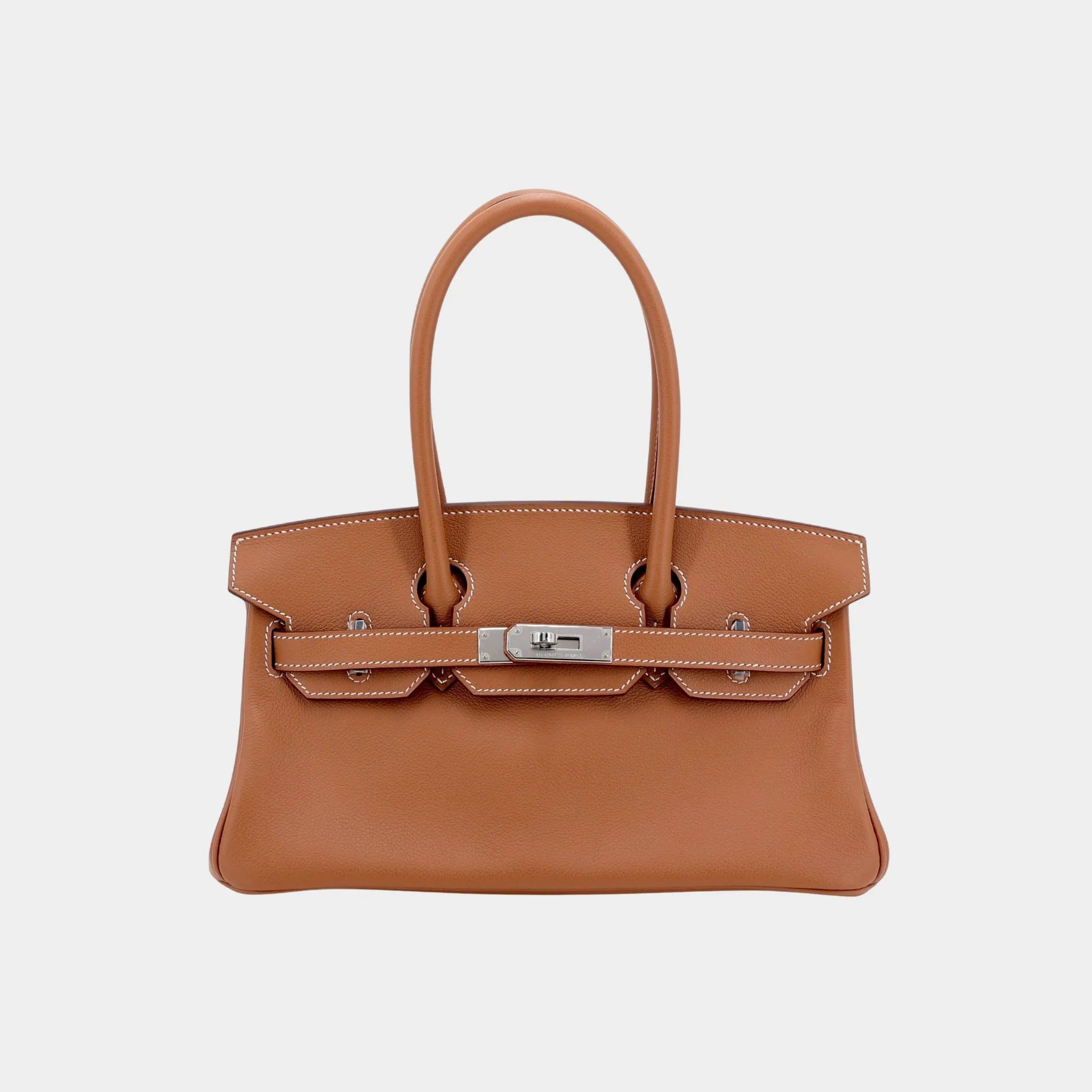 Hermes Birkin Shoulder Light 29 Evercolor Gold PHW, Front