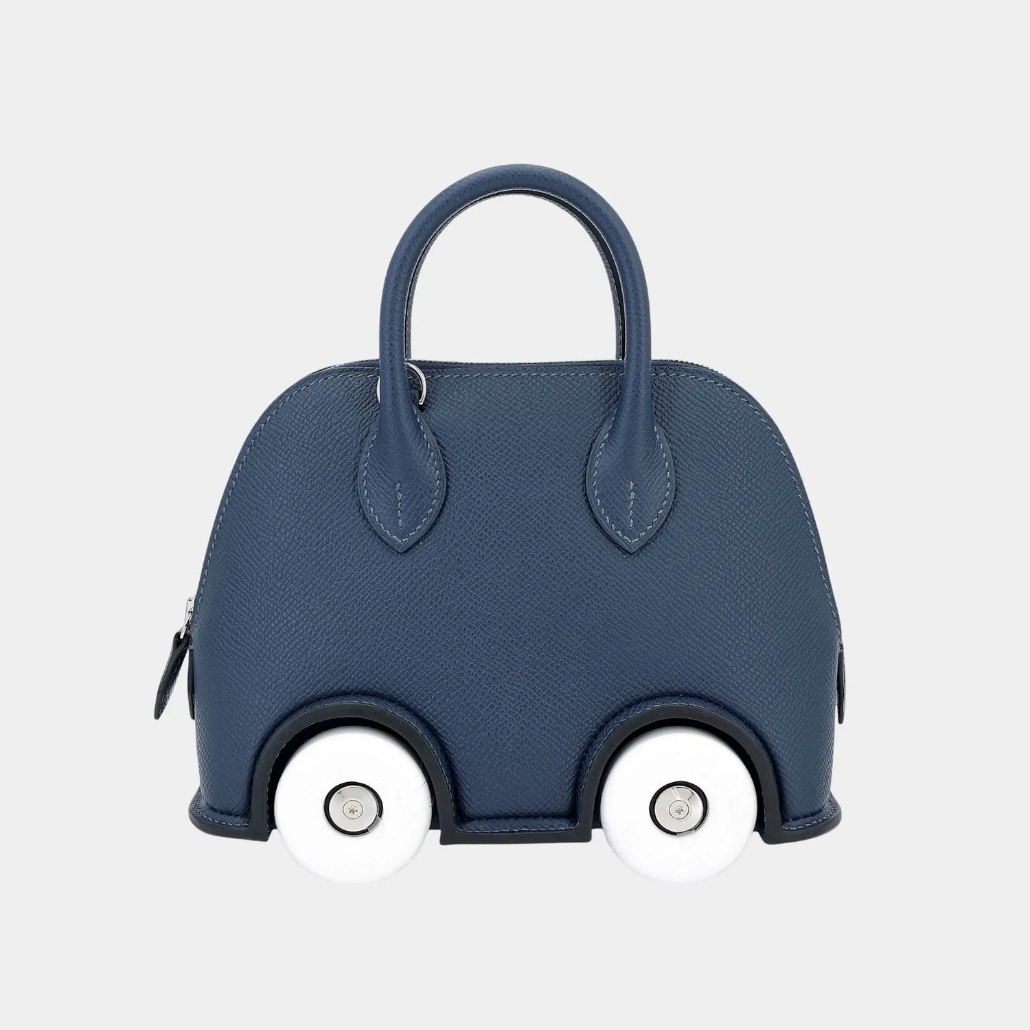 Hermes Bolide On Wheels Epsom Bleu de Prusse/White PHW, Back