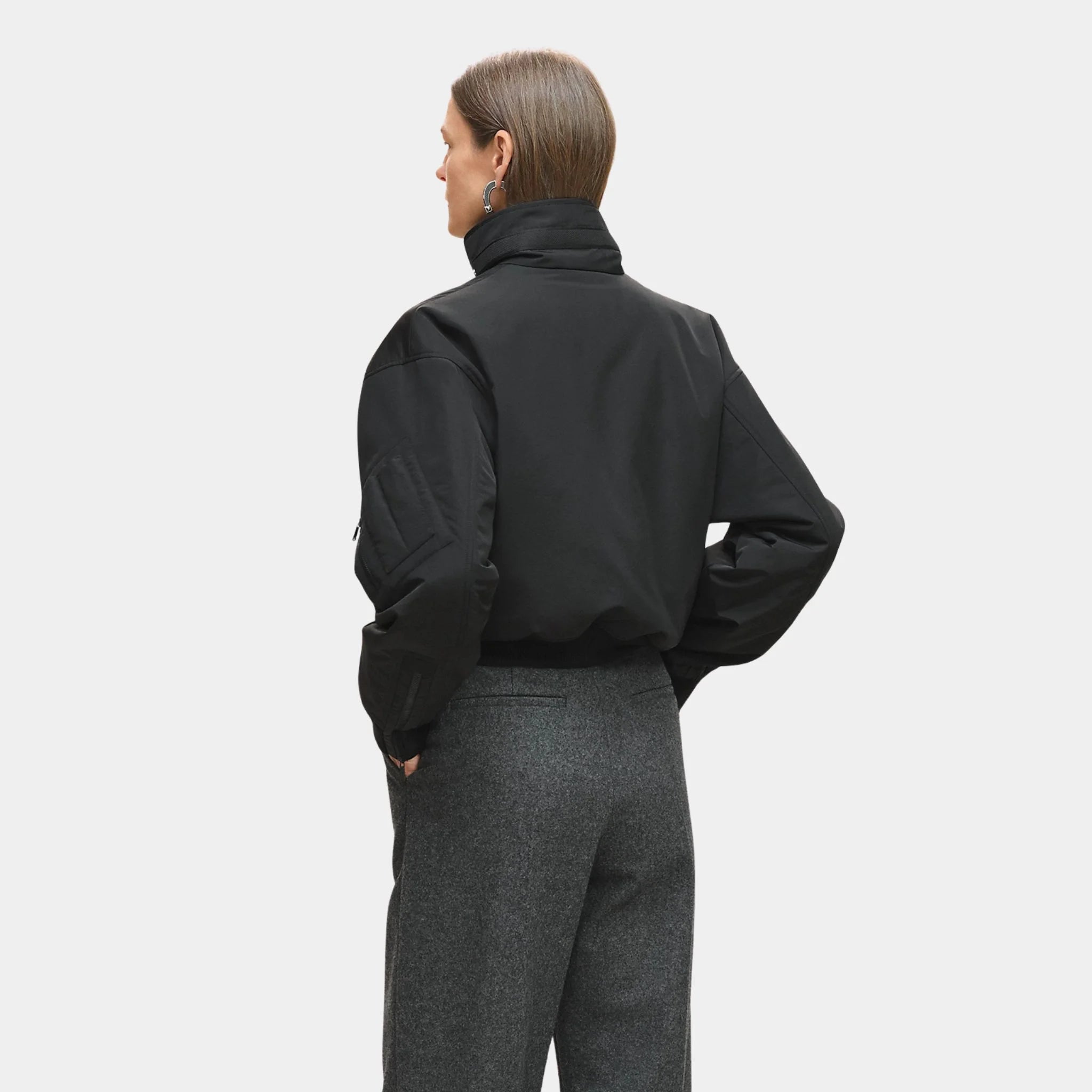Hermes Bomber Jacket in Technical Wool, Noir, Back