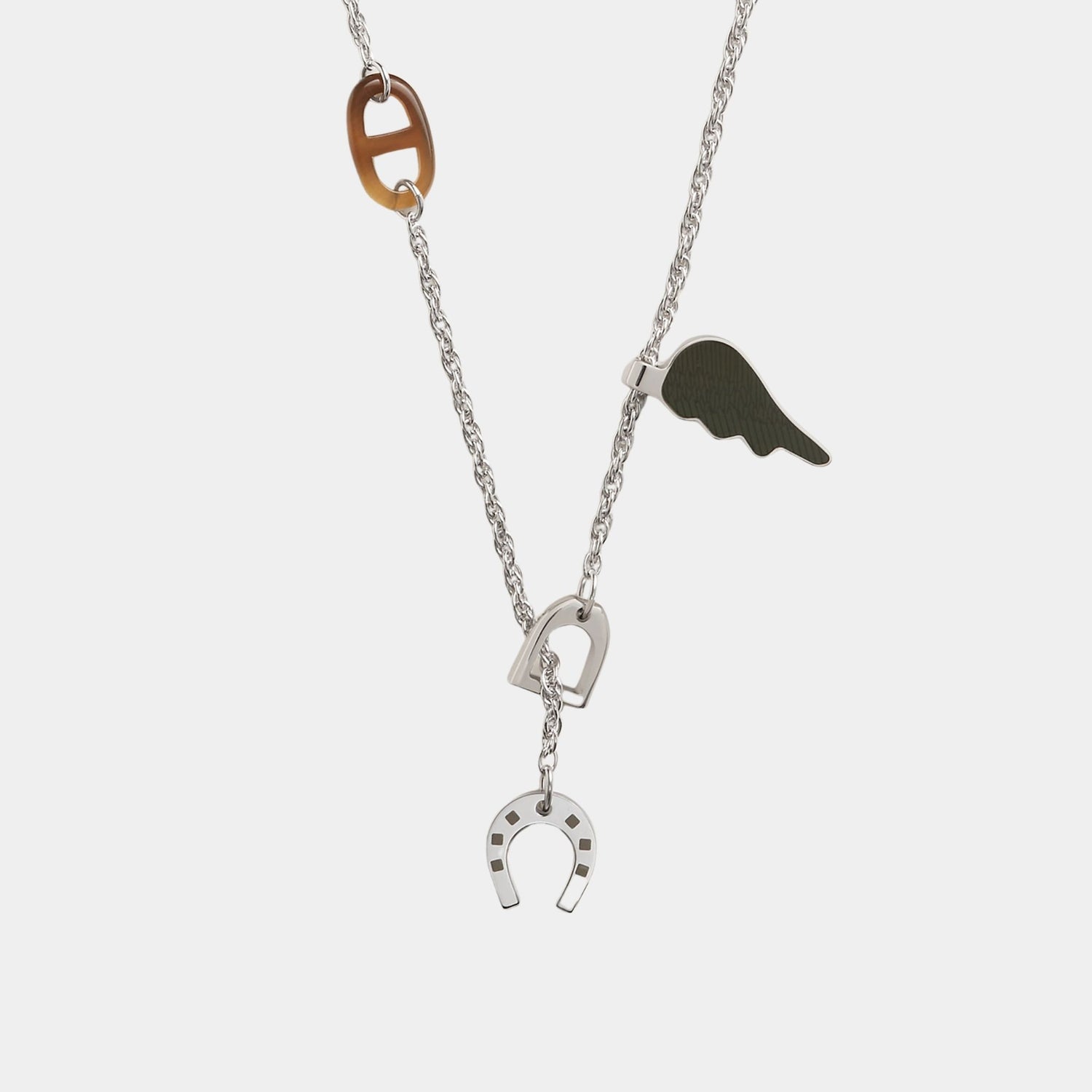 Hermes Bon Voyage Necklace, Vert Veronese, Kaki, Close