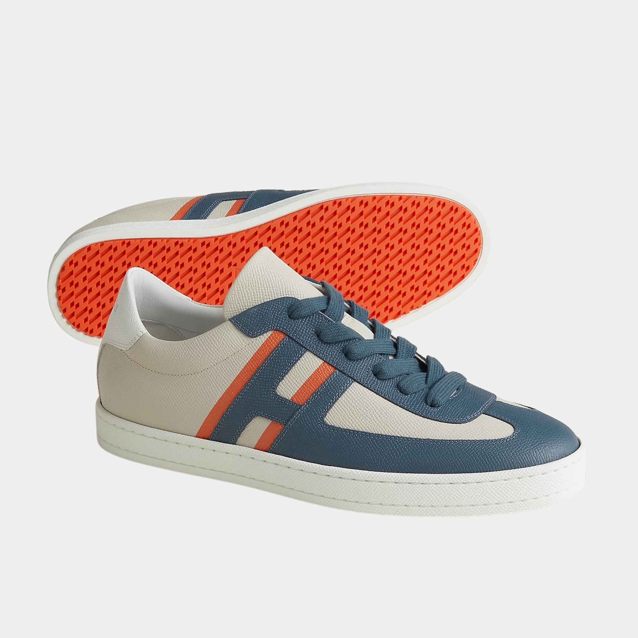 Hermes Boomerang Sneaker Printed Epsom Calfskin, Multicolor Blanc De Paris, Front