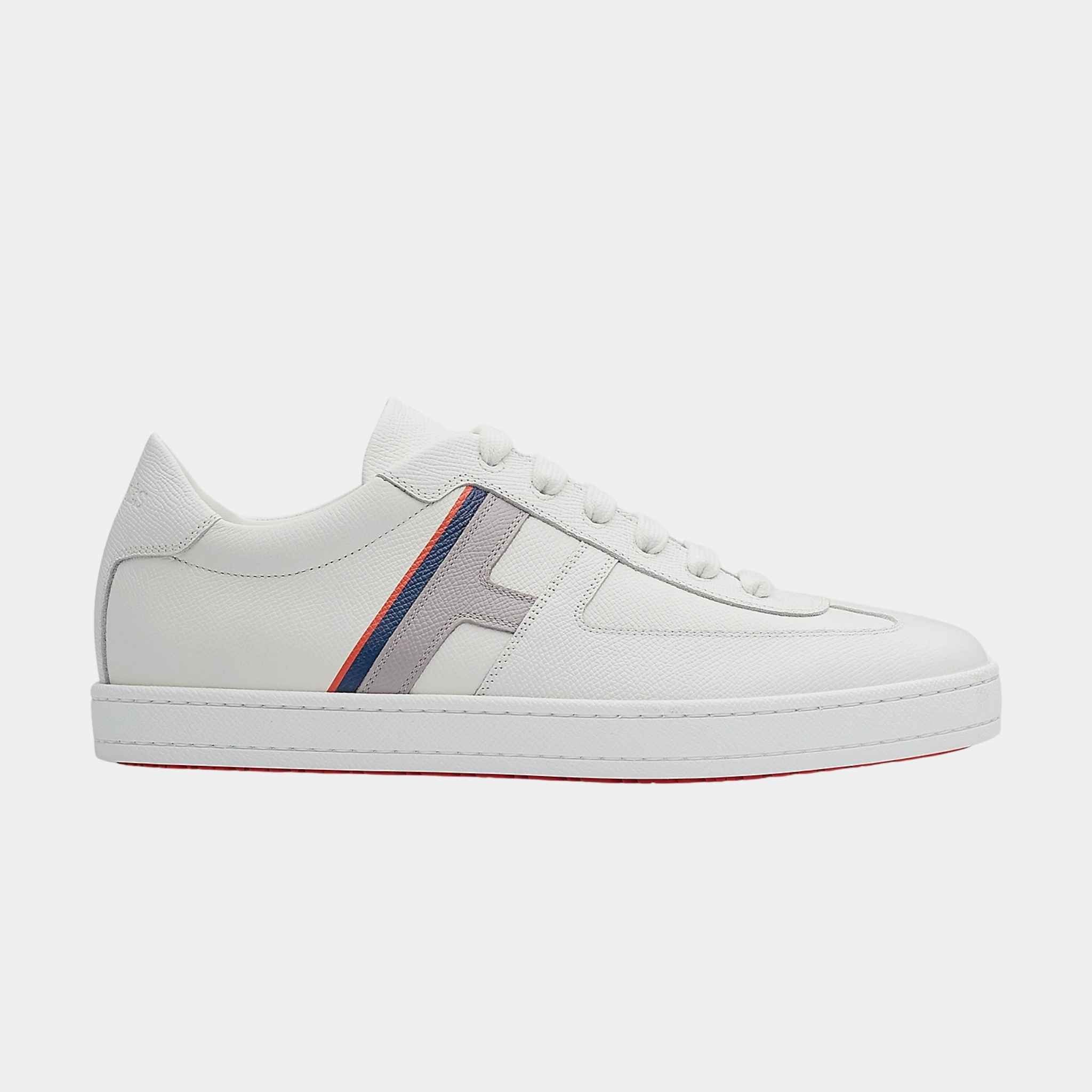 Hermes Boomerang Sneakers Printed Epsom Calfskin, Multicolor Blanc, Side