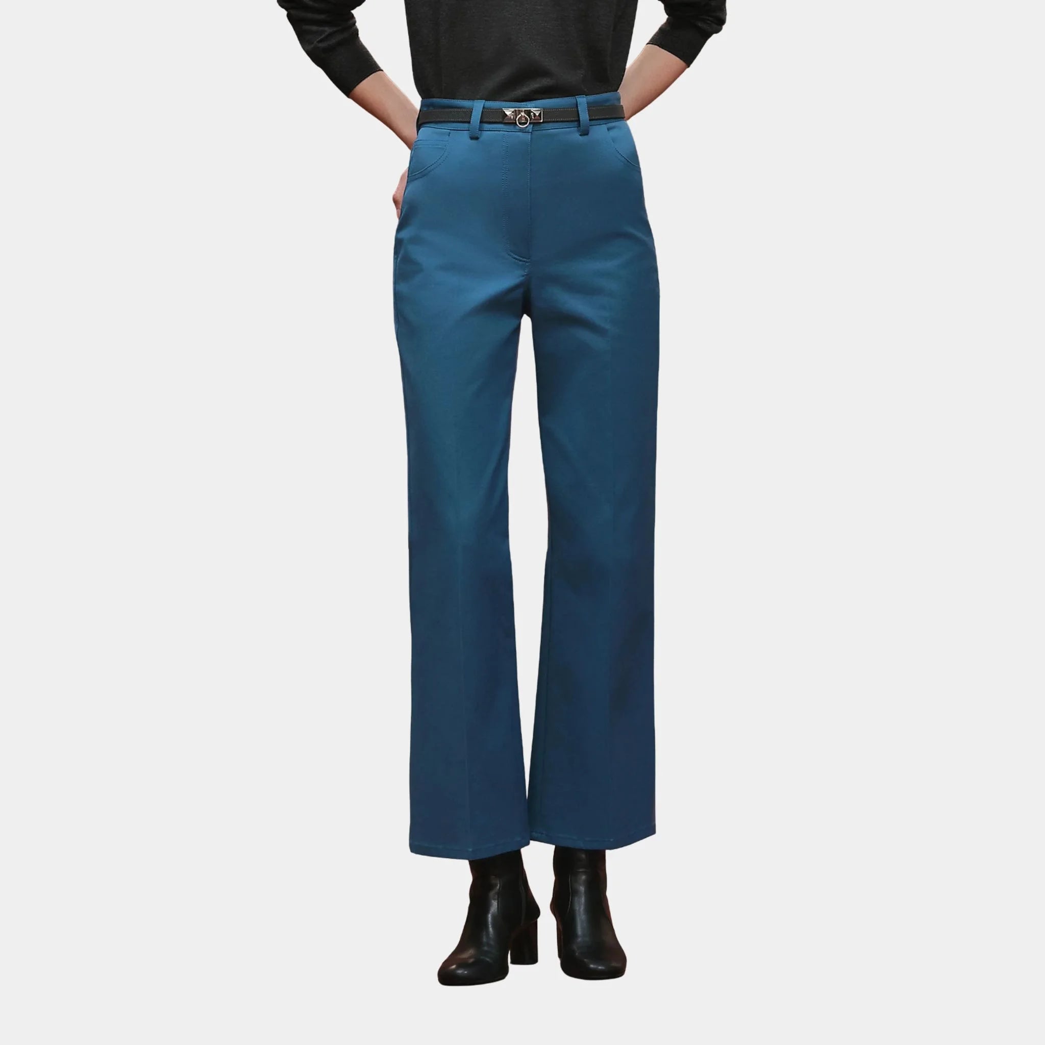 Bootcut Pants in Double Stretch Cotton Twill