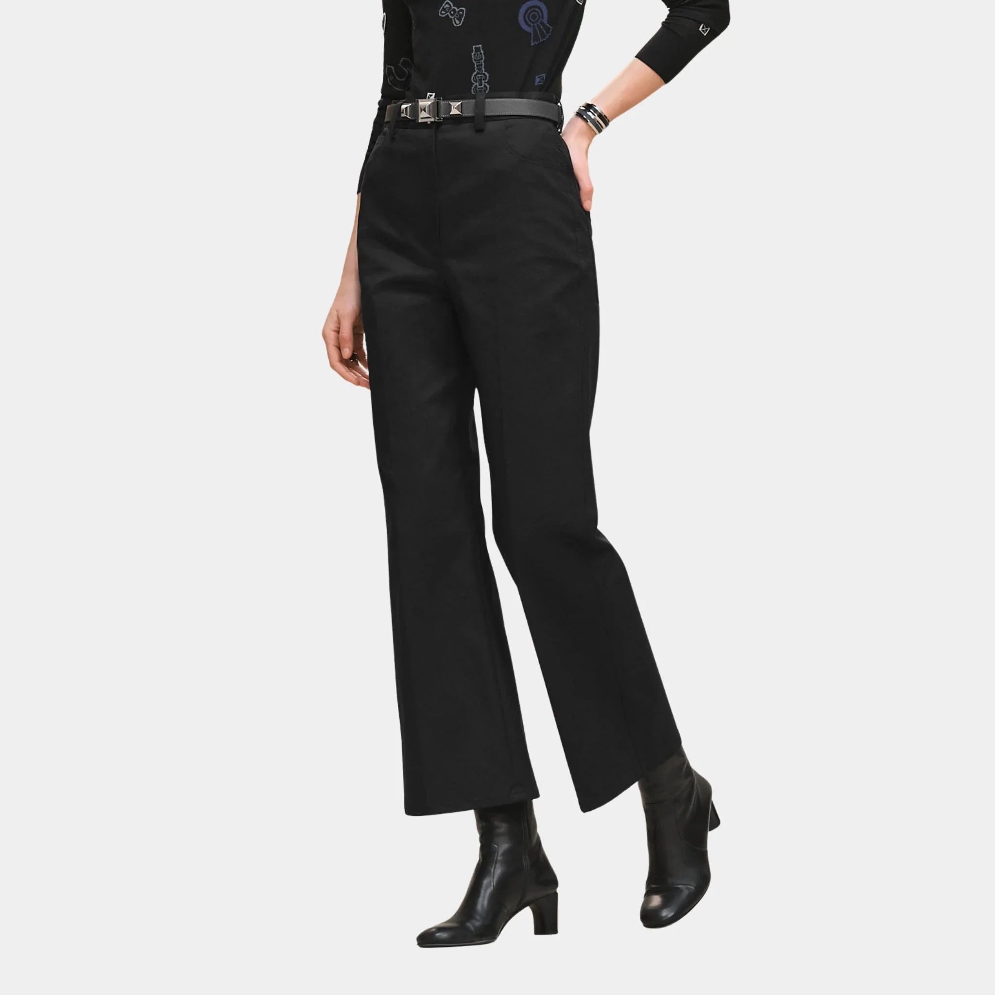 Bootcut Pants in Double Stretch Cotton Twill