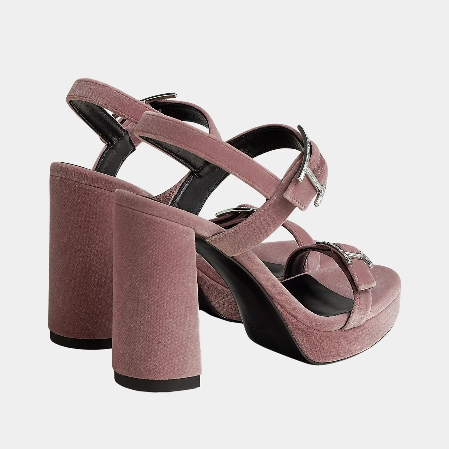 Hermes Bossa High Heel Sandal in Velvet, Bruyere, Back