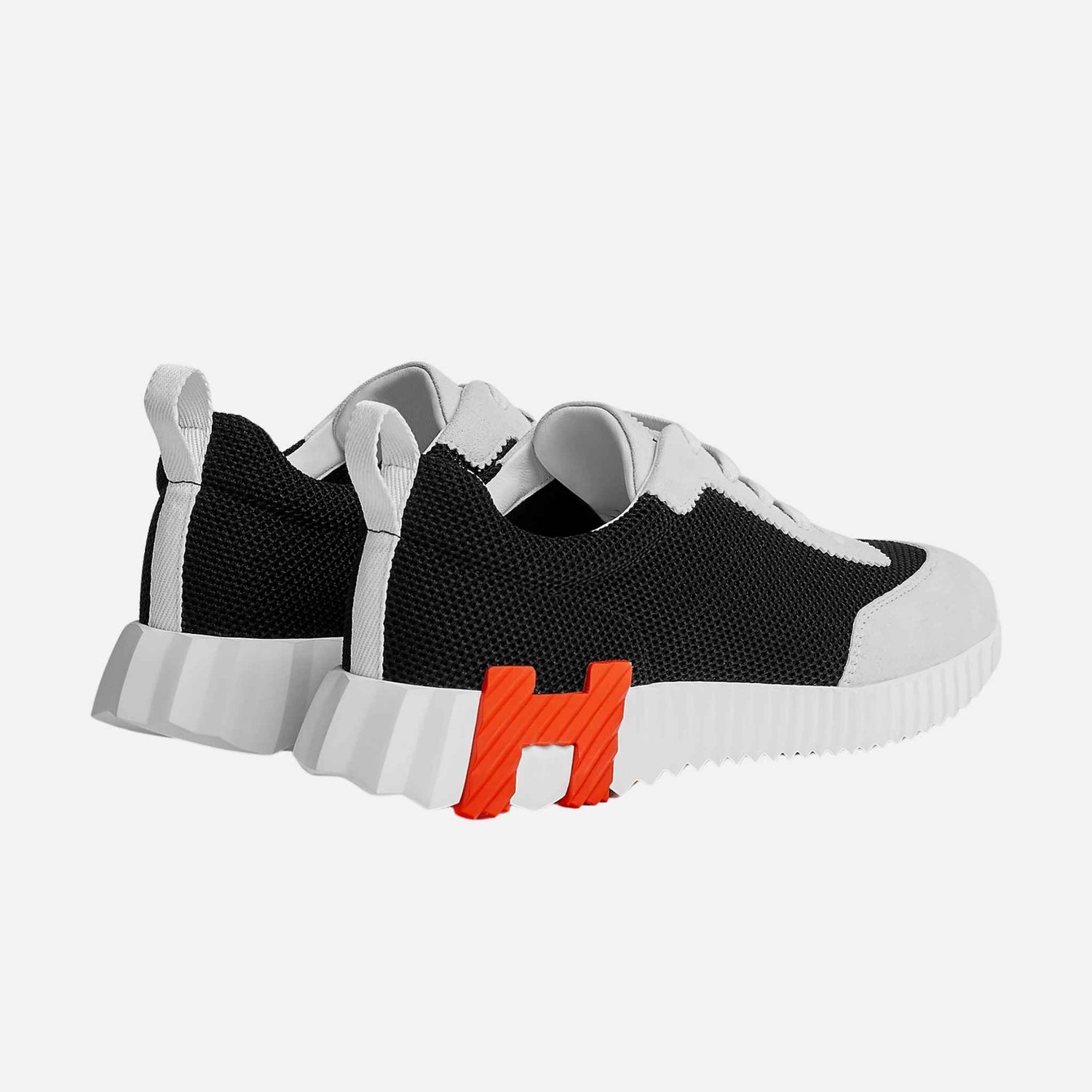 Hermes Bouncing Sneaker Air Mesh Suede Women, Noir Blanc, Back