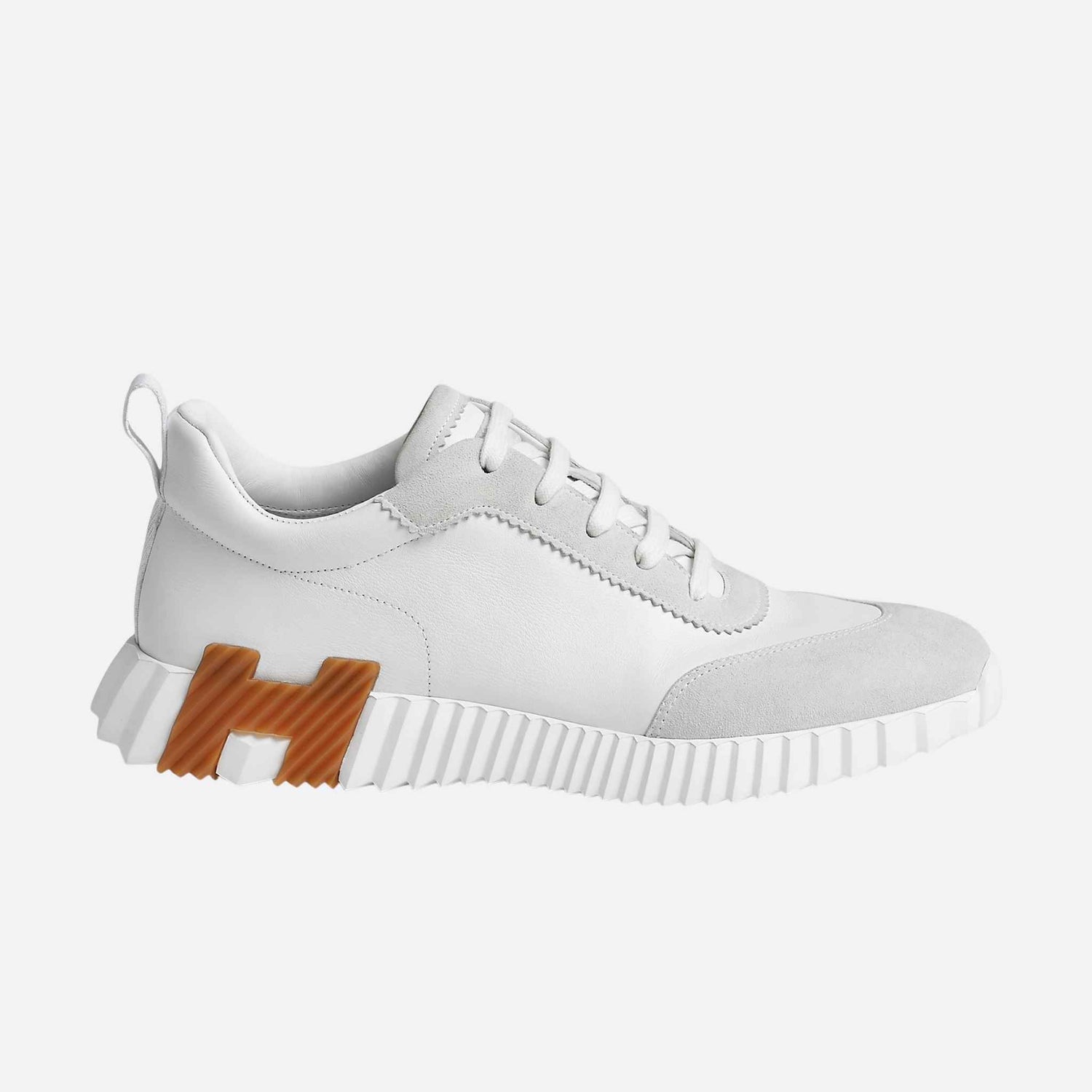 Hermes Bouncing Sneaker Calfskin Suede Men, Multicolour Blanc, Side