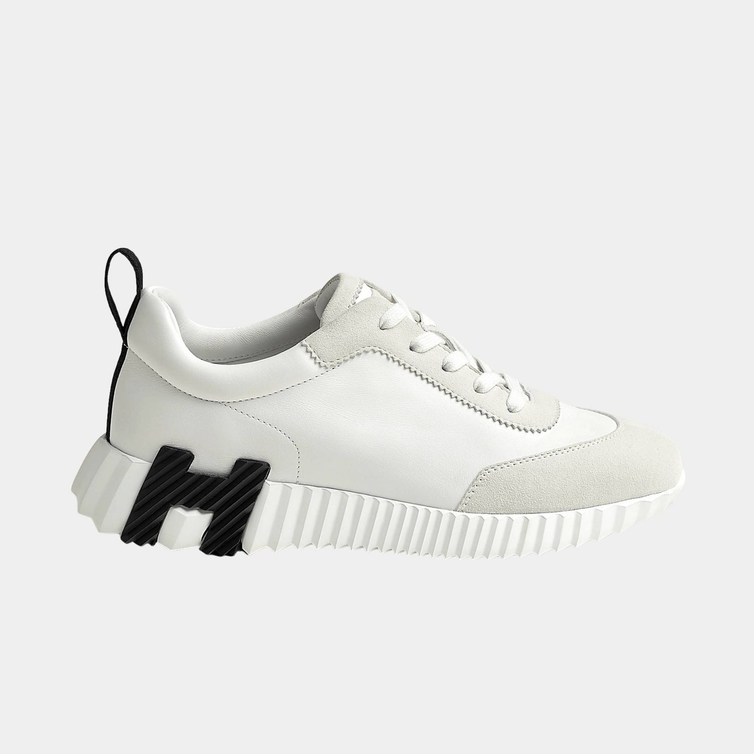 Hermes Bouncing Sneaker Calfskin and Suede Women, Blanc, Side