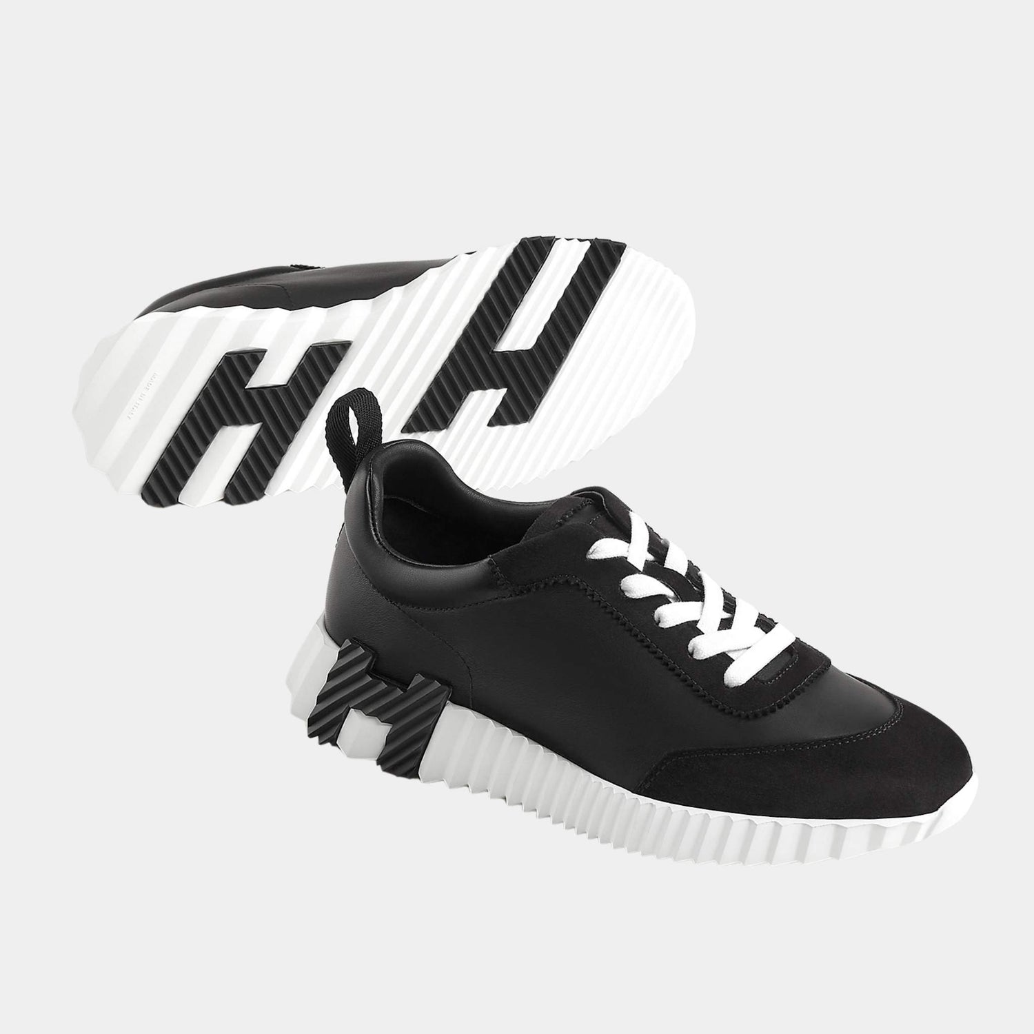 Hermes Bouncing Sneaker Calfskin and Suede Women, Noir, Front