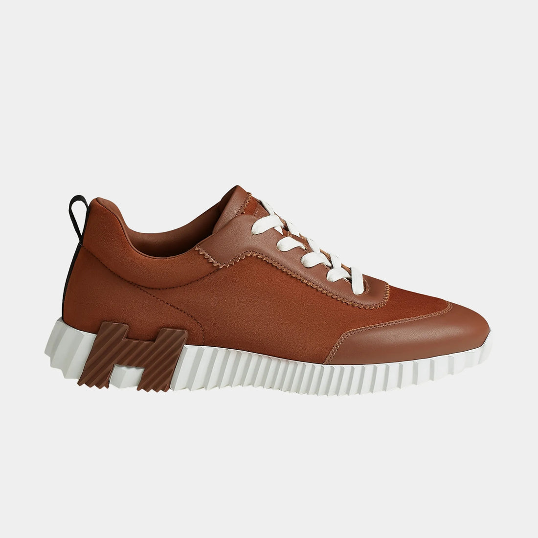 Hermes Bouncing Sneaker Suede and Calfskin Men, Gold, Side