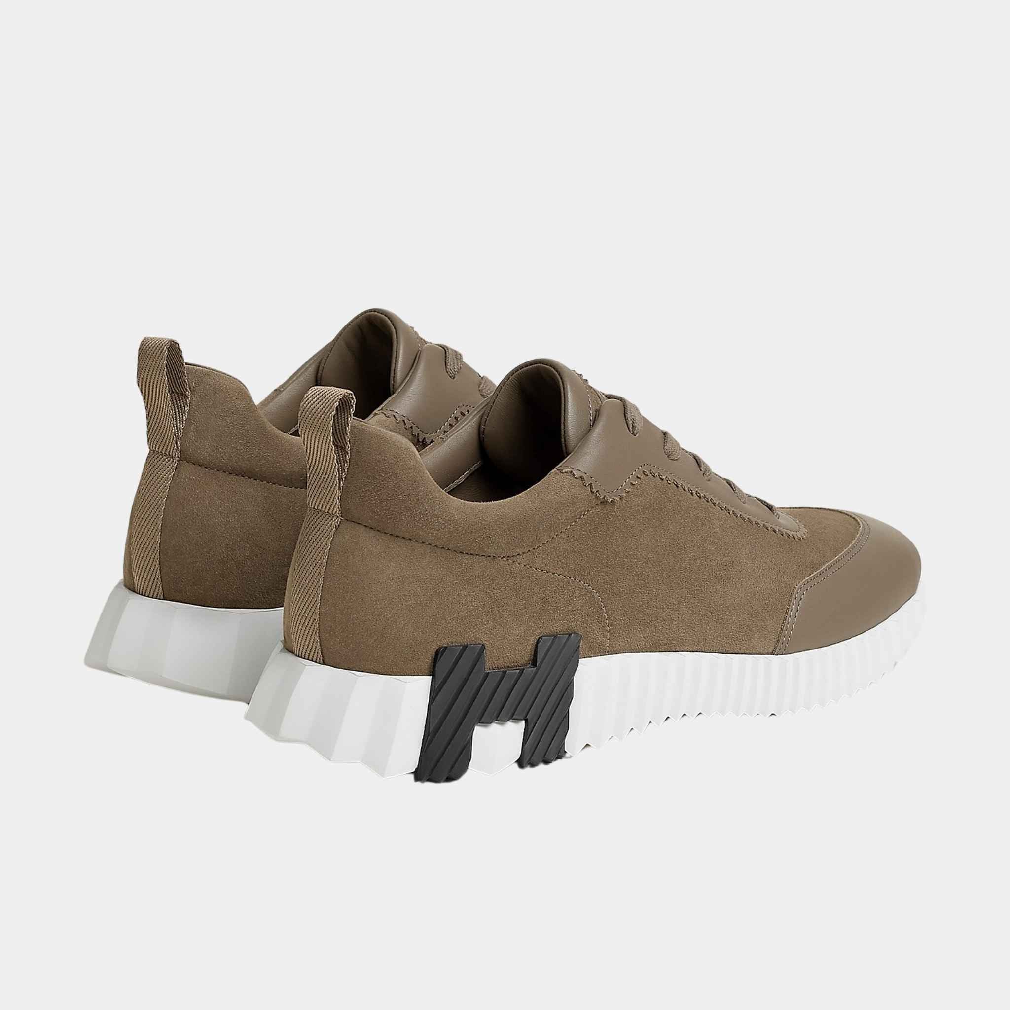 Hermes Bouncing Sneaker Suede and Calfskin Men, Etoupe, Back