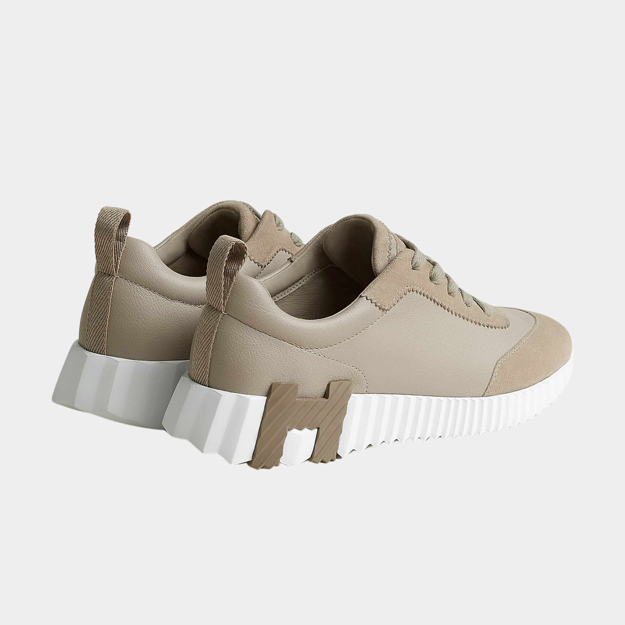 Hermes Bouncing Sneaker Suede Sport Goatskin Women, Beige Galet, Back