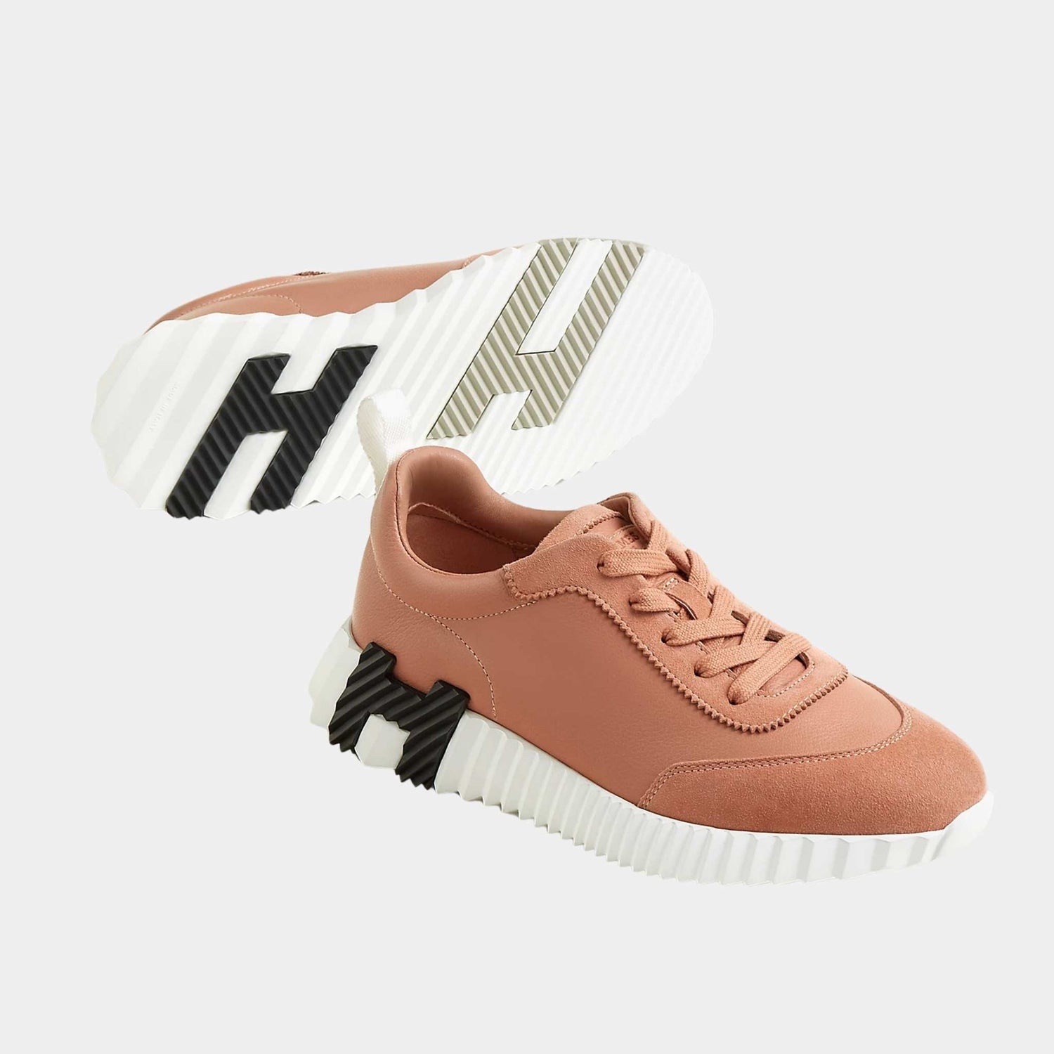 Hermes Bouncing Sneaker Suede Sport Goatskin Women, Nude, Front