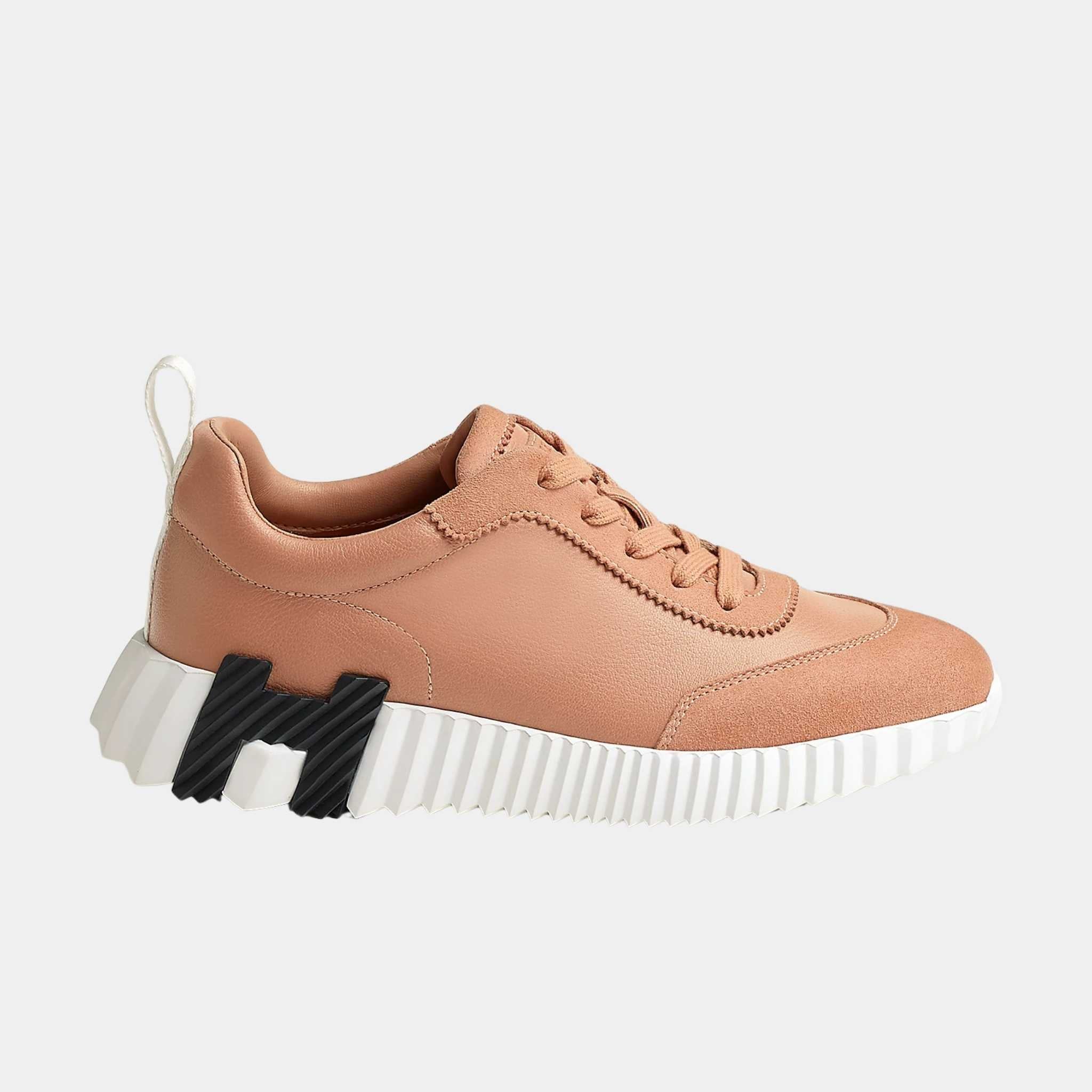 Hermes Bouncing Sneaker Suede Sport Goatskin Women, Nude, Side