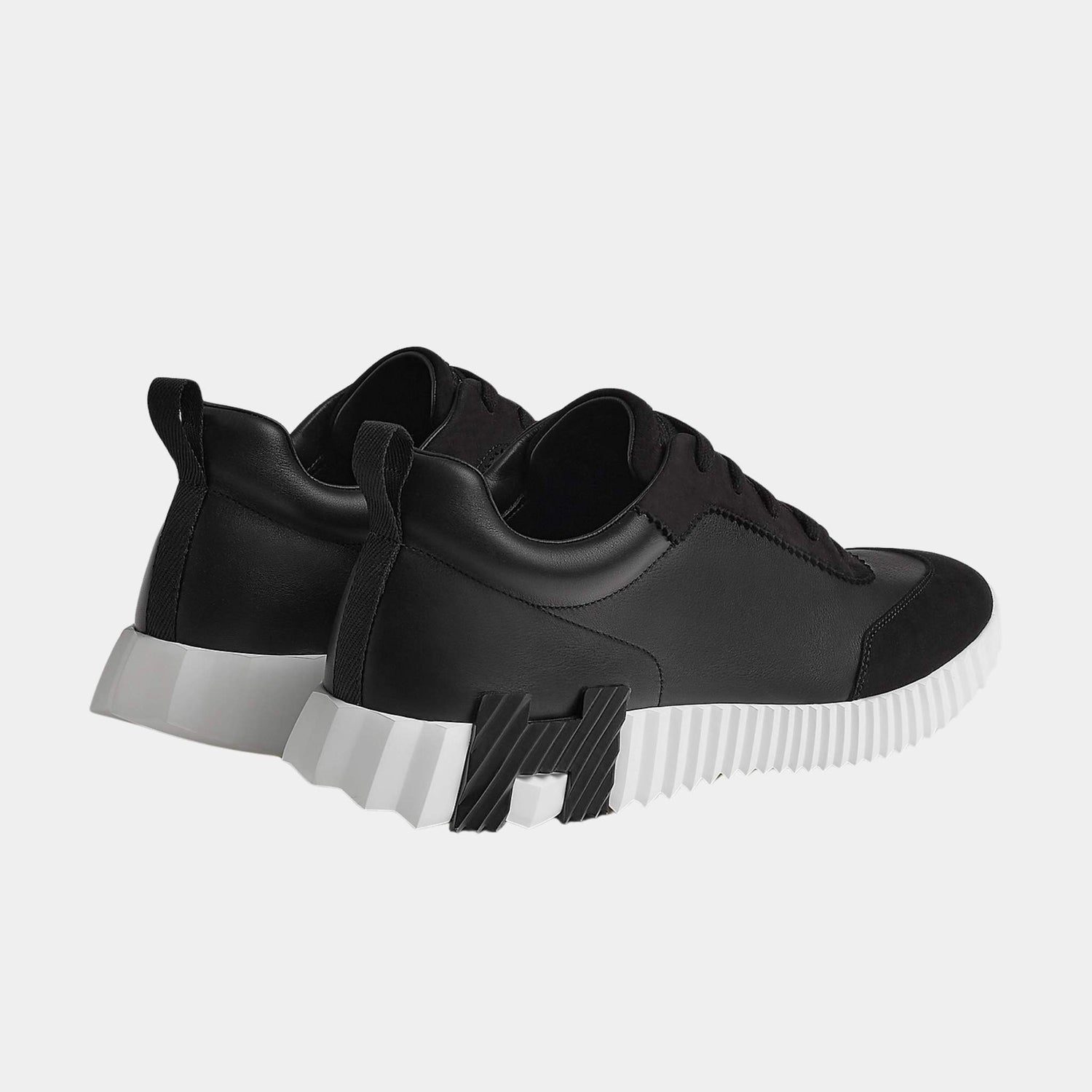 Hermes Bouncing Sneaker Suede Toe Cap Calfskin Men, Black, Back