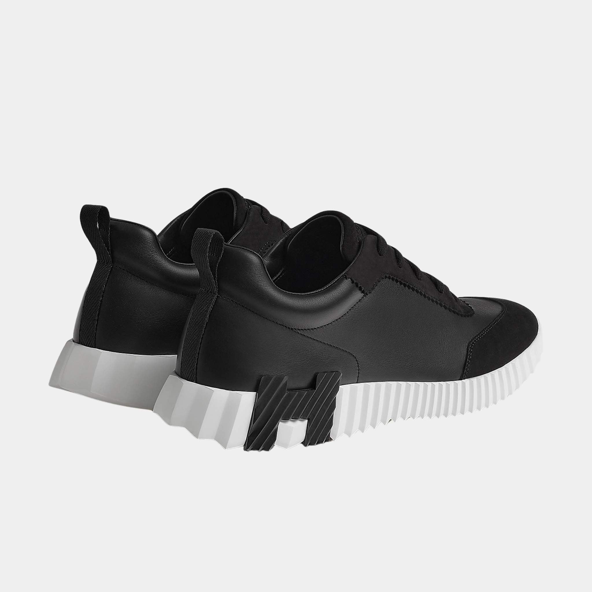 Hermes Bouncing Sneaker Suede Toe Cap Calfskin Men, Black, Back