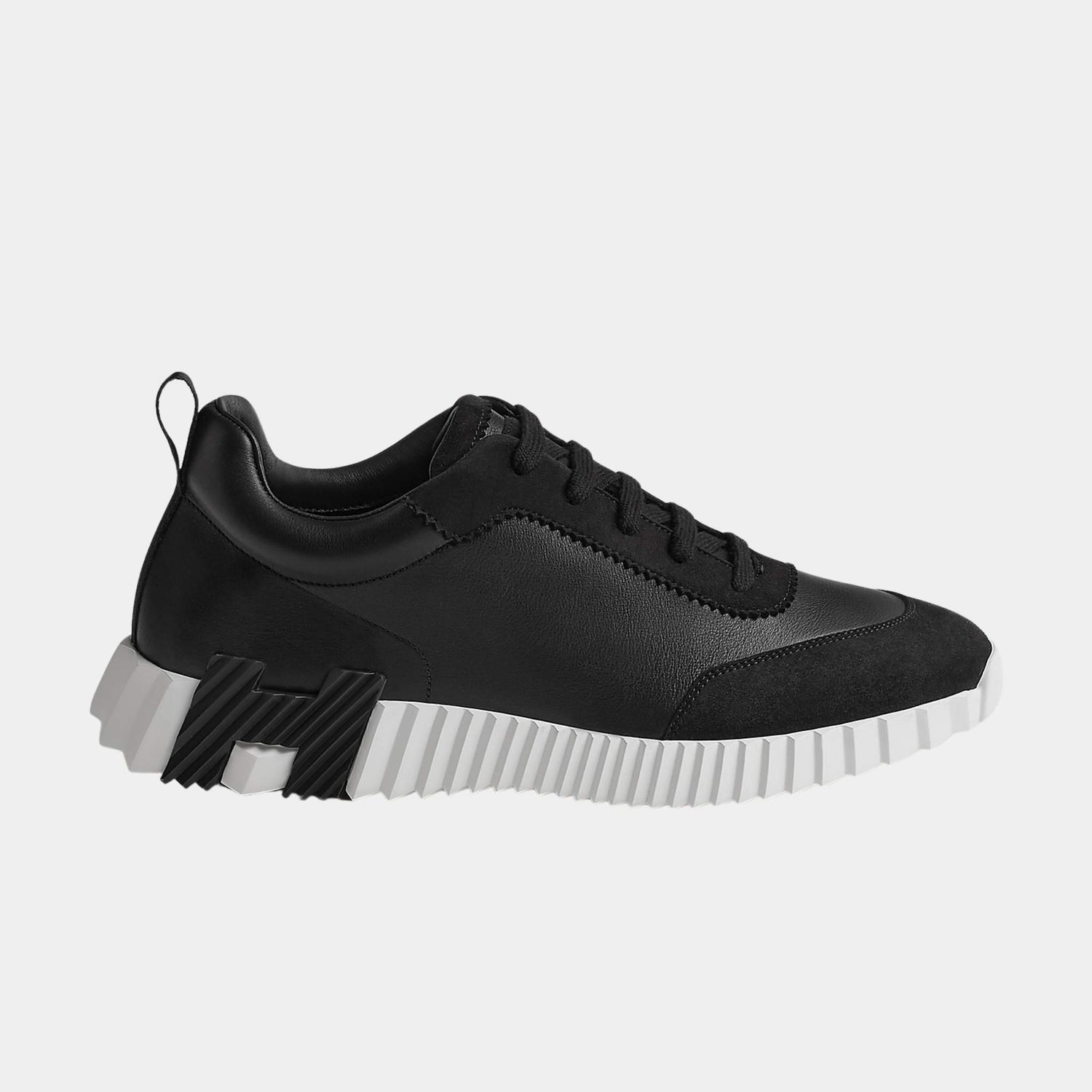 Hermes Bouncing Sneaker Suede Toe Cap Calfskin Men, Black, Side