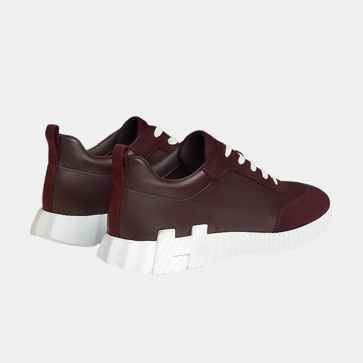 Hermes Bouncing Sneaker Suede Toe Cap Calfskin Men, Burgundy 