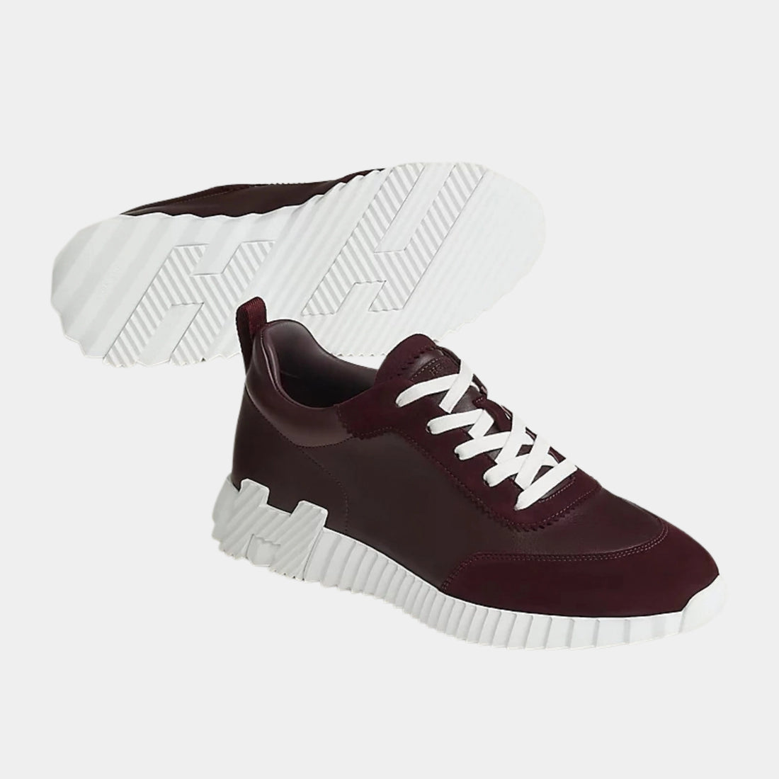Hermes Bouncing Sneaker Suede Toe Cap Calfskin Men, Burgundy