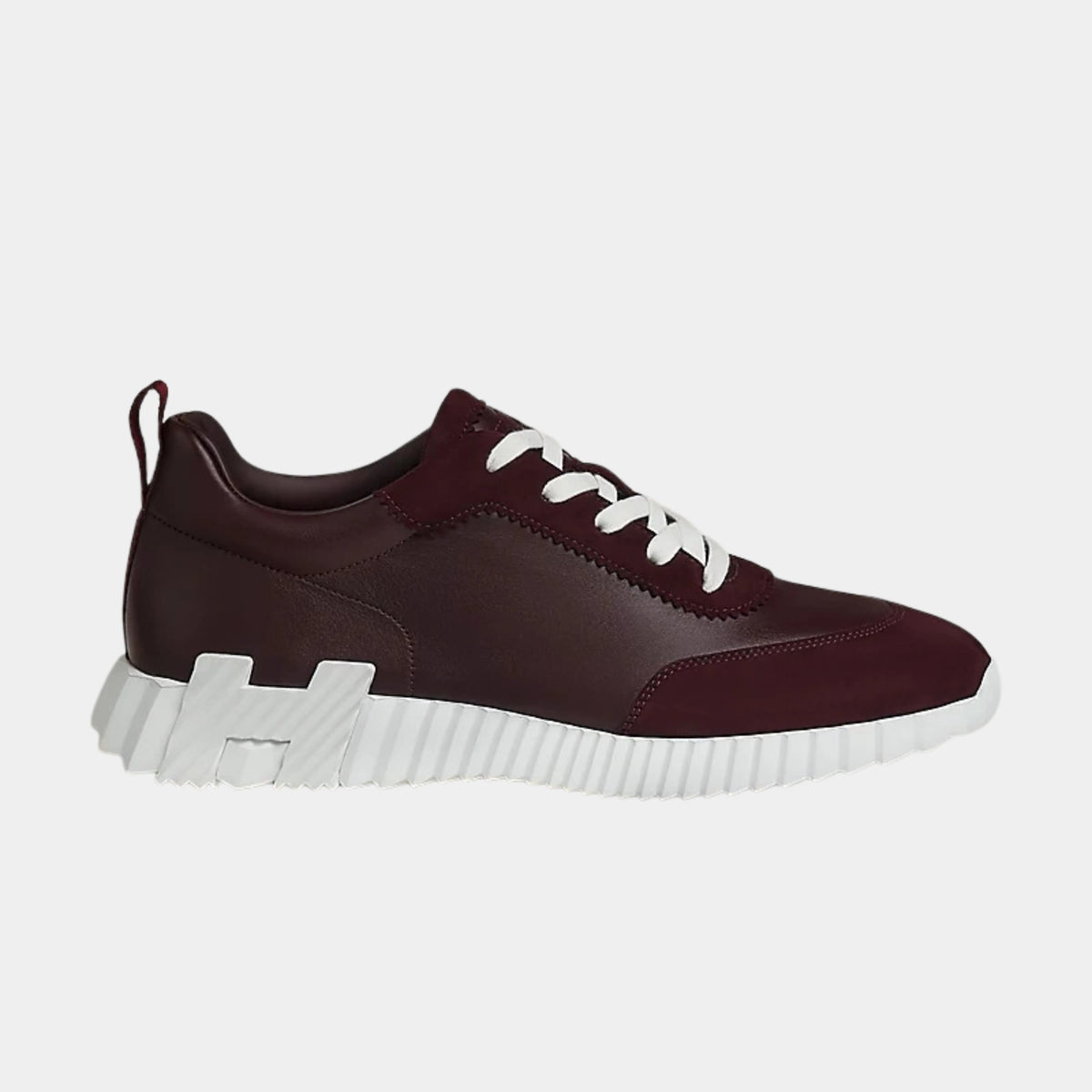 Hermes Bouncing Sneaker Suede Toe Cap Calfskin Men, Burgundy 