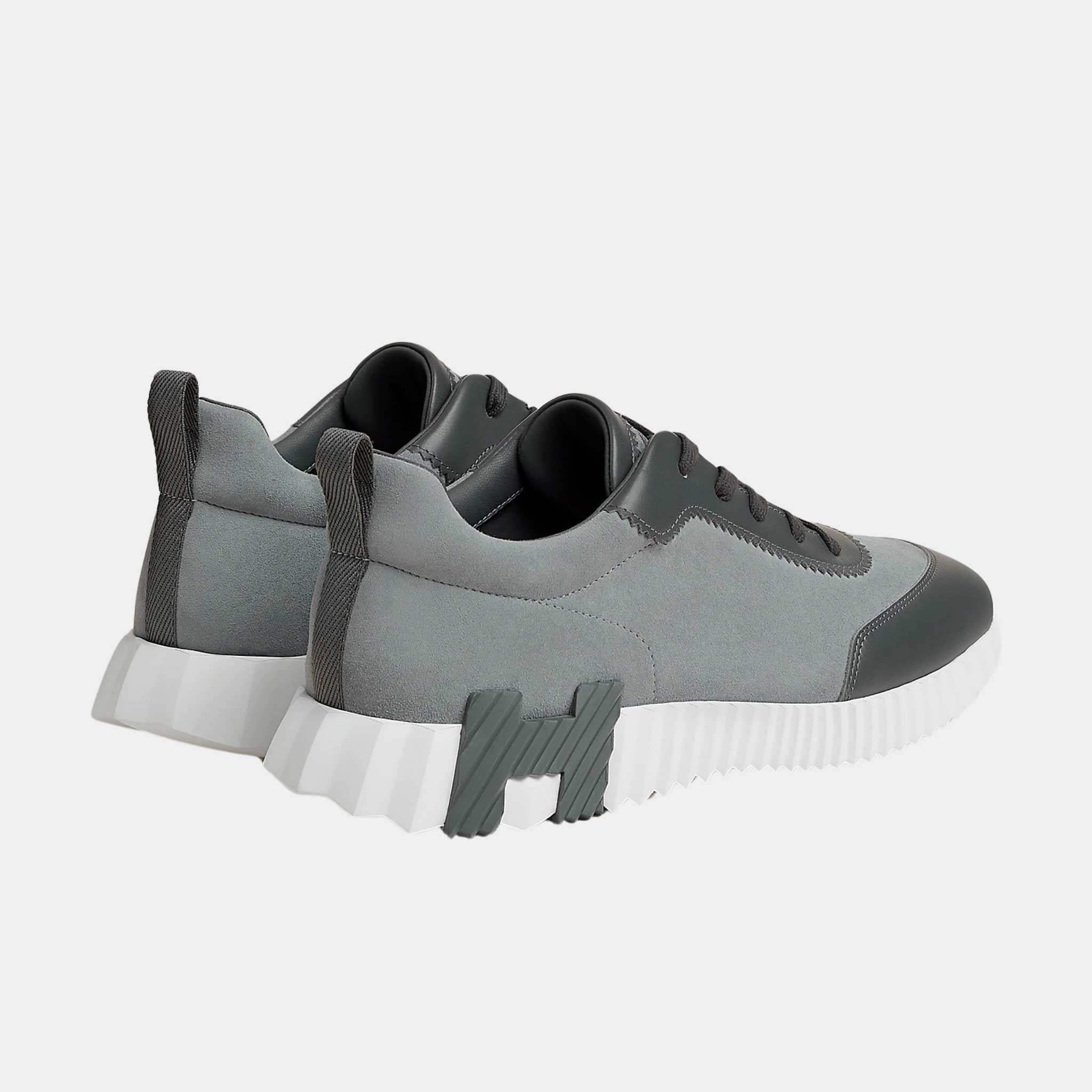 Hermes Bouncing Sneaker Suede Upper Calfskin Men, Gris Orage, Back