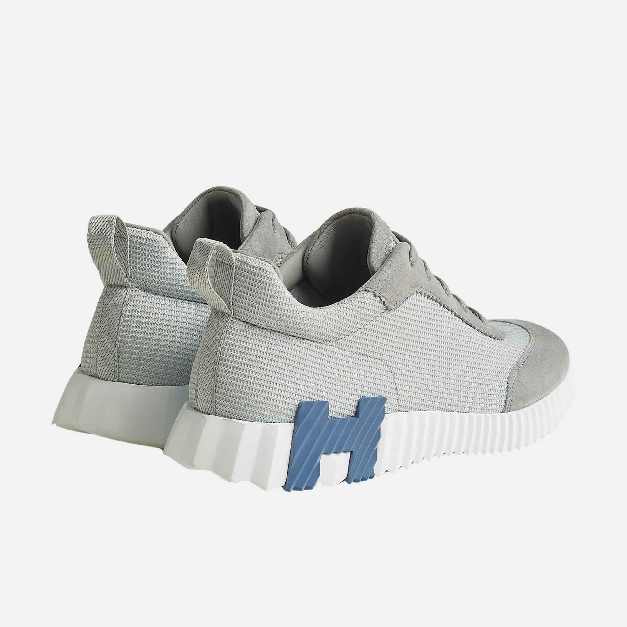 Hermes Bouncing Sneaker Technical Mesh and Suede Men, Gris Temperance, Back