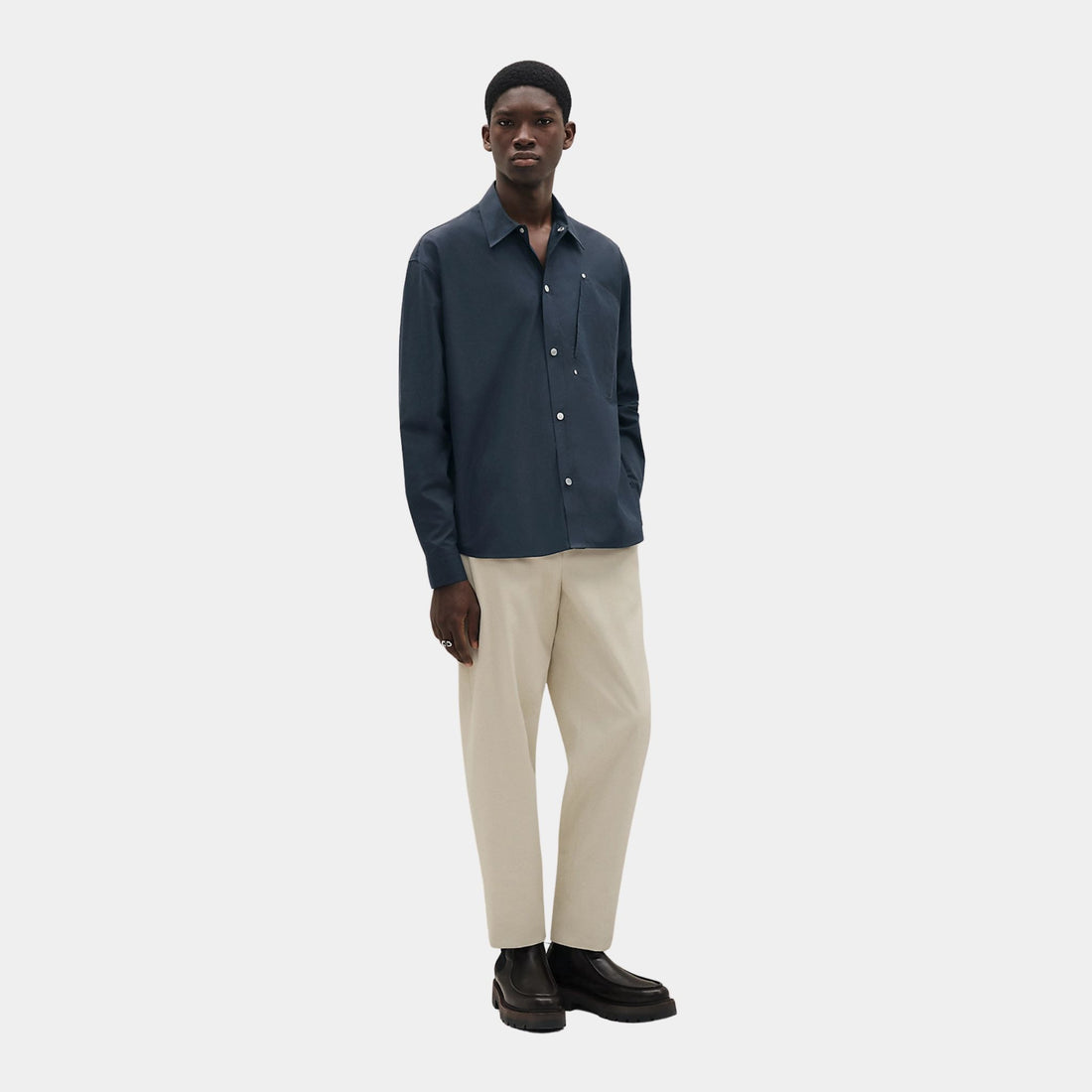 Boxy Body Overshirt in Compact Poplin