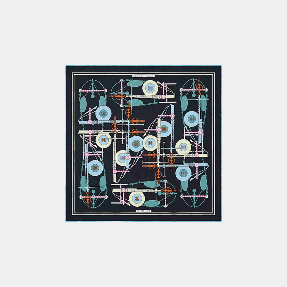 Hermes Brides et Frontaux Scarf 45, Black, Front