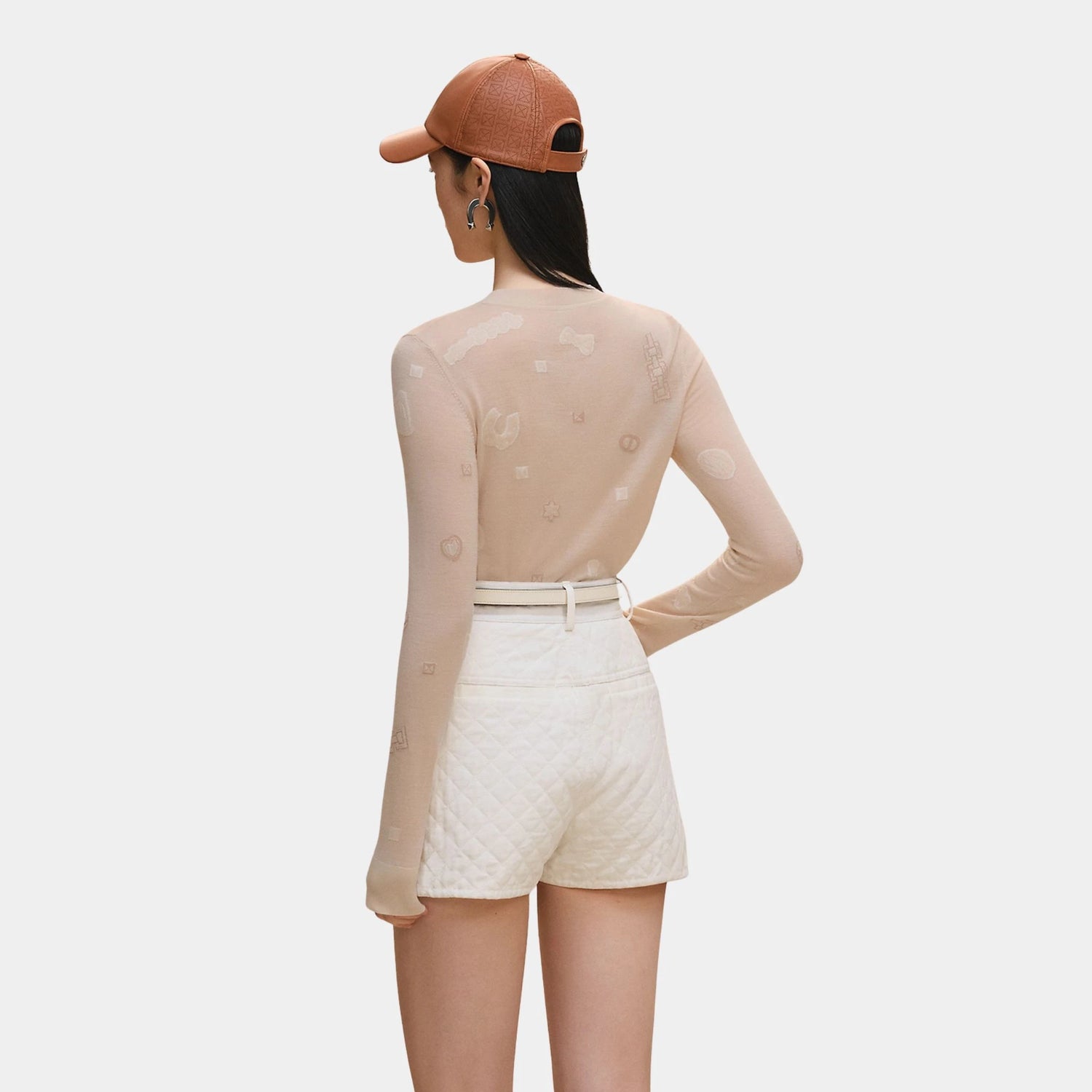 Hermes Candy Libris Light Long-sleeve Sweater, Blanc Cygne, Back