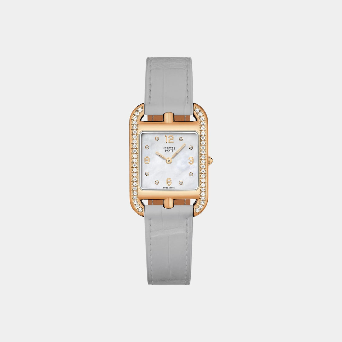 Hermes Cape Cod 31 mm Set-In Rose Gold With Gray Alligator Strap