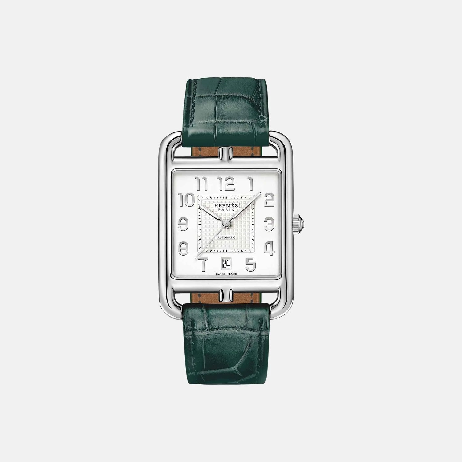 Hermes Cape Cod Watch 41mm Cypress Green Alligator Opaline Dial