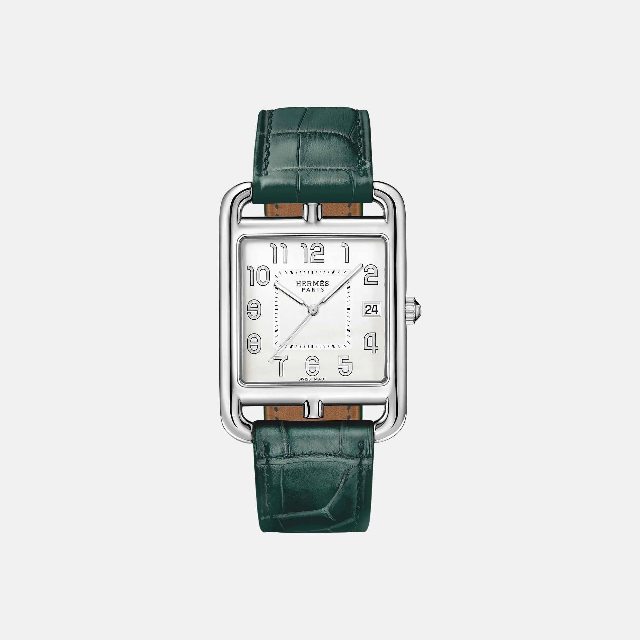 Hermes Cape Cod Watch 41mm Cypress Green Alligator