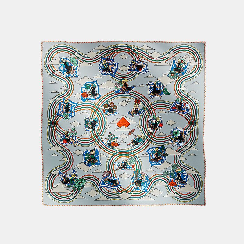 Hermes Carres Volants scarf 45,Blue Glacier, Front