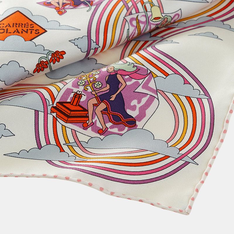 Hermes Carres Volants scarf 45, Pink, Closeup