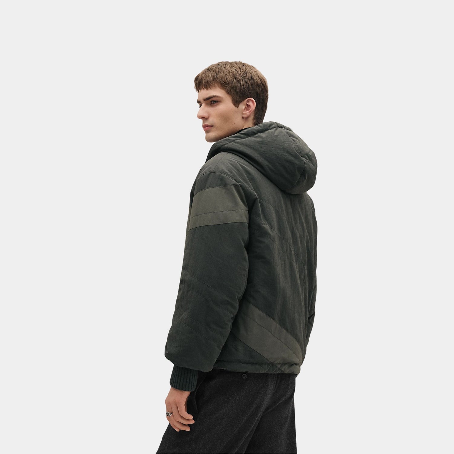 Hermes Casaque Hooded Jacket in Crisp Ripstop, Vert Chrome, Back